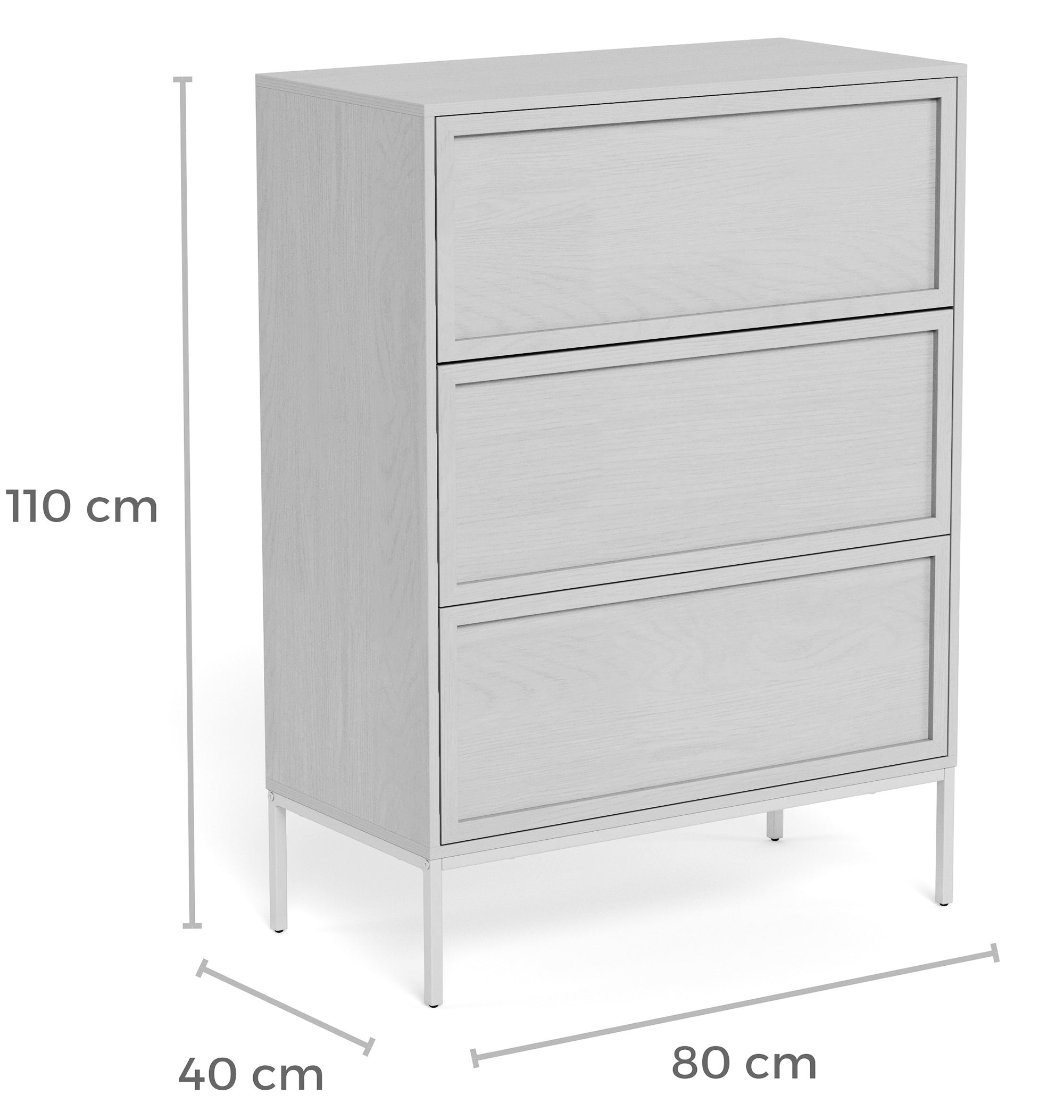 Komoda Palmdale z trzema szufladami 80 cm dąb bielony