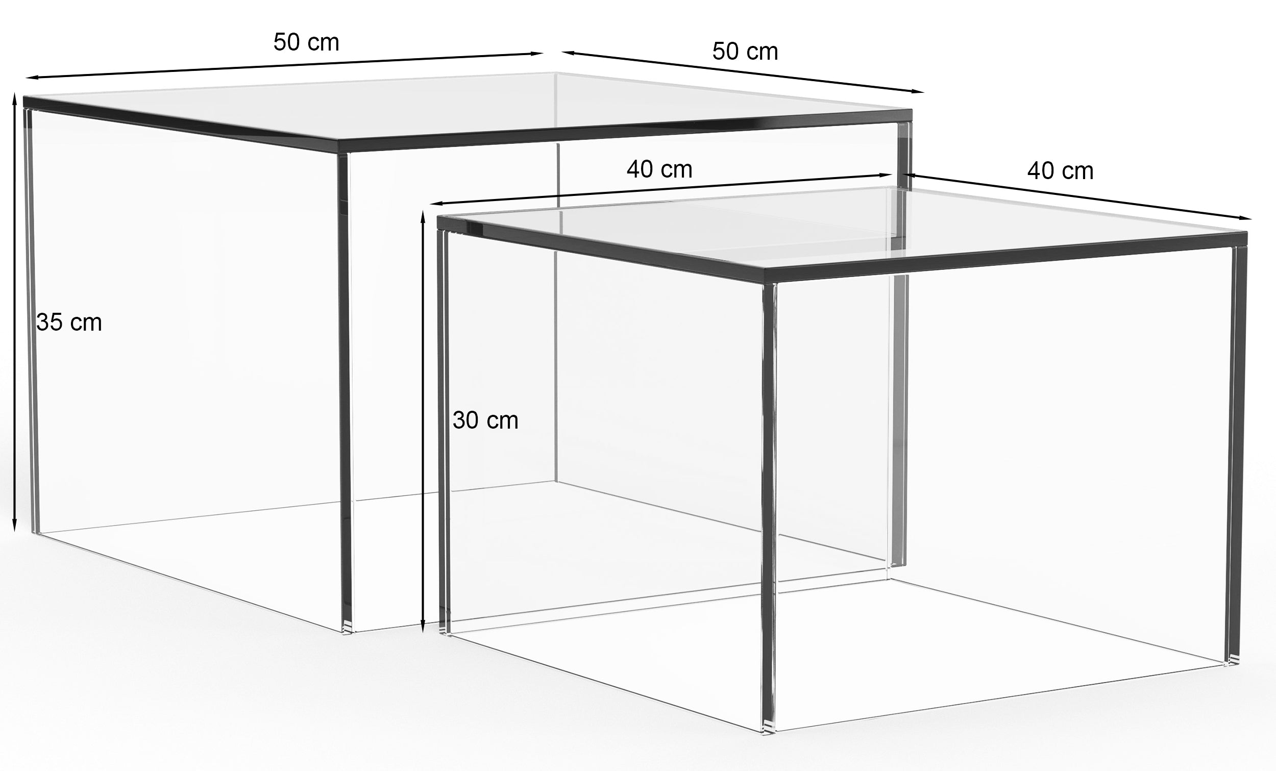 Zestaw stolików kawowych Glopiana kwadratowe 50 i 40 cm brązowe szklane