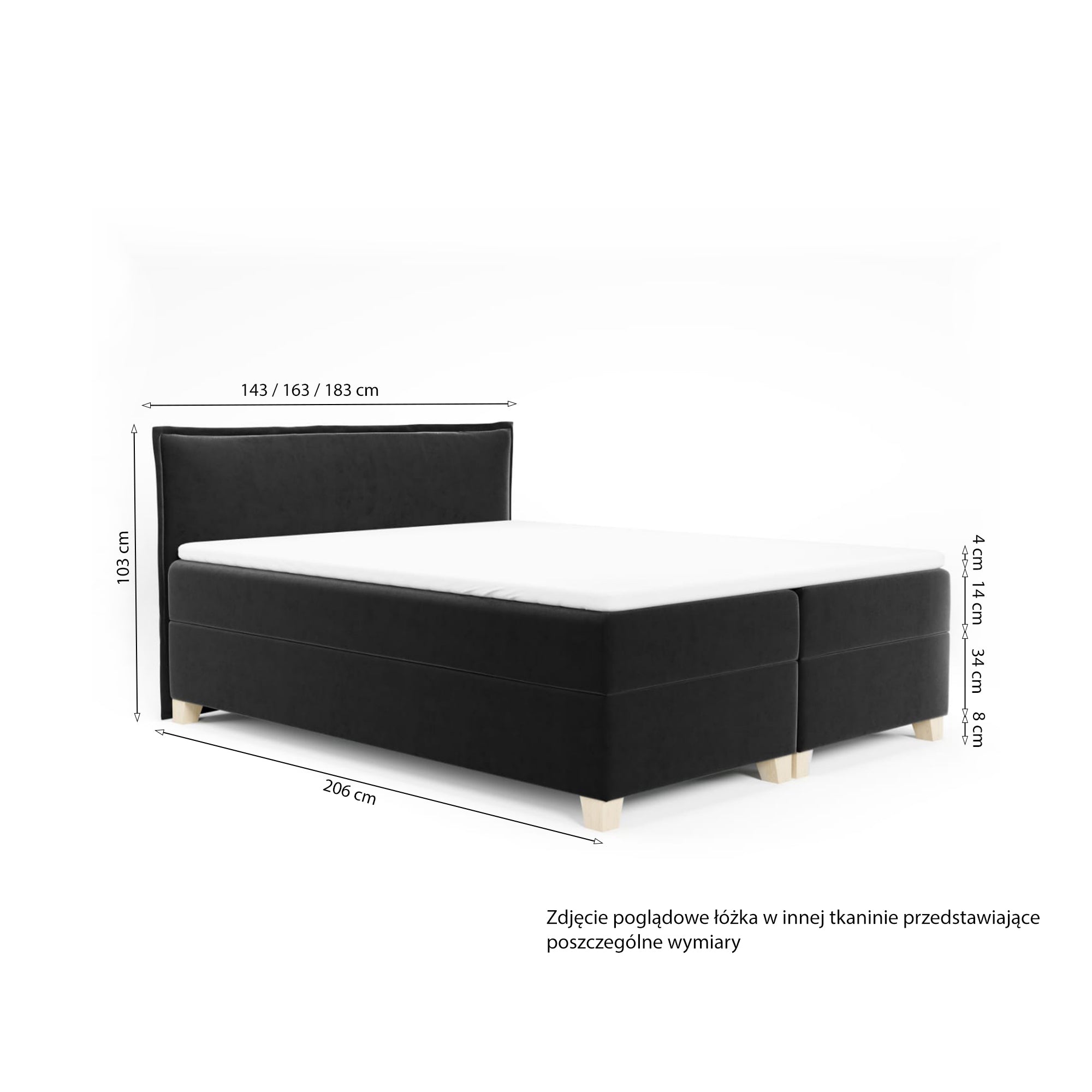 Łóżko kontynentalne 180x200 cm Froncle z pojemnikami i topperem beżowe