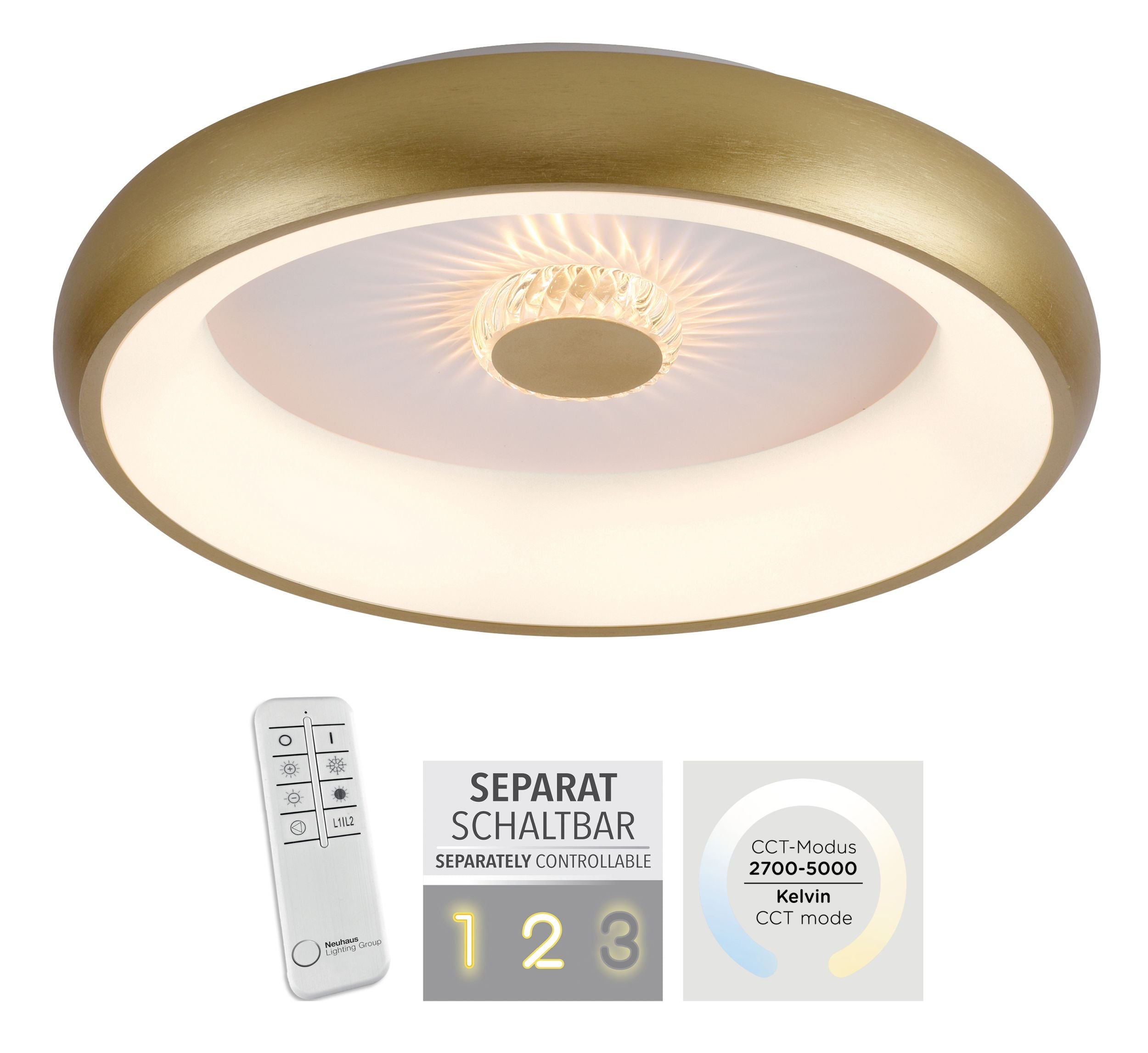 Plafon Vertigo LED matowy mosiądz