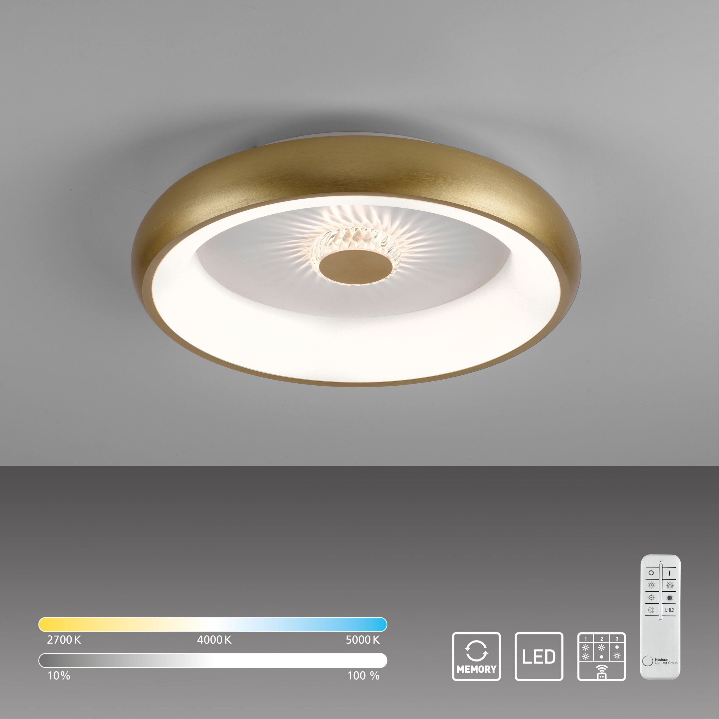 Plafon Vertigo LED matowy mosiądz
