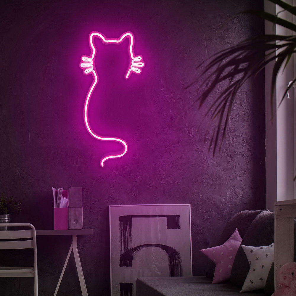 Neon na ścianę Letely w kształcie kota różowy