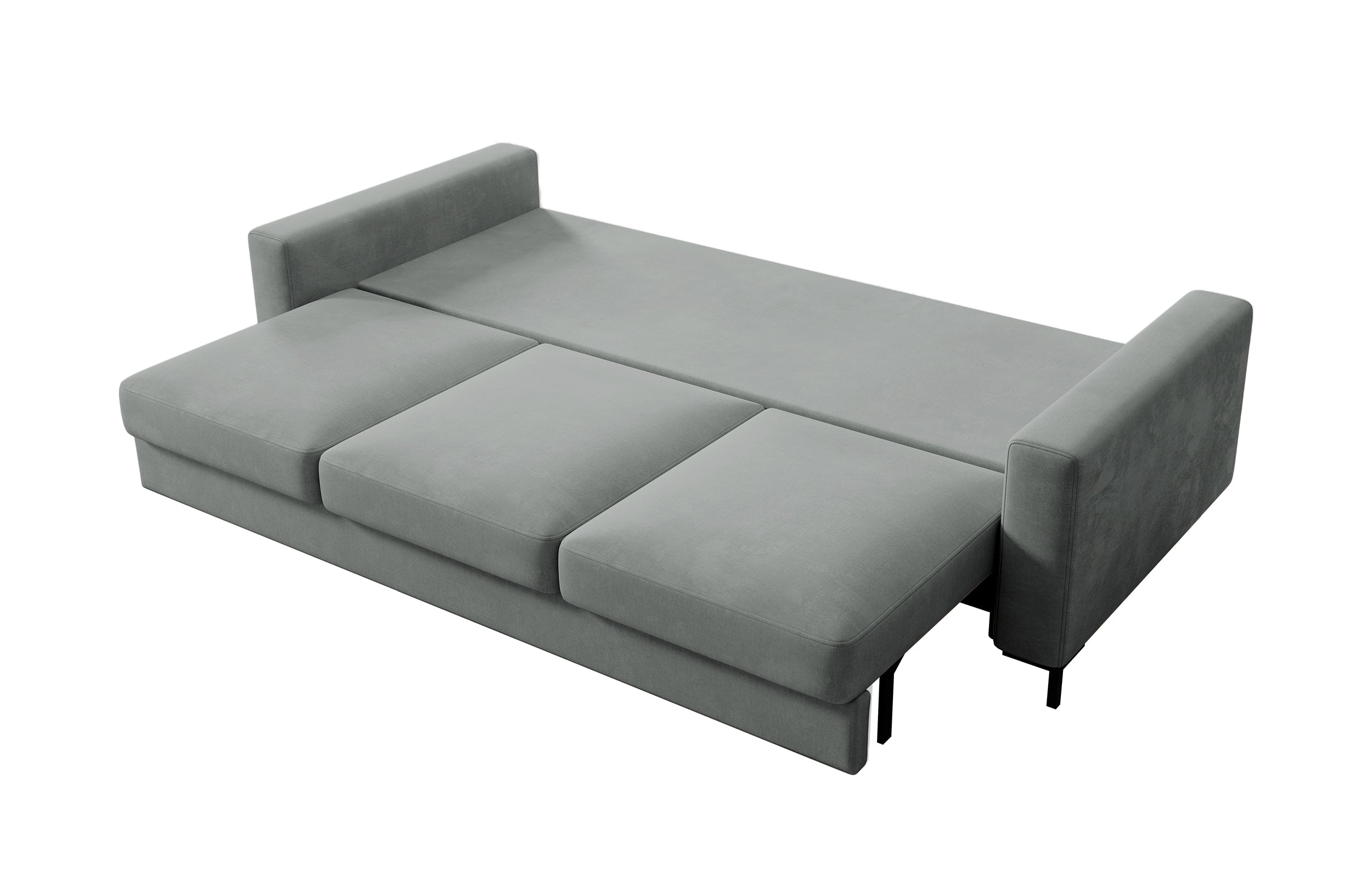 Kanapa rozkładana trzyosobowa Mokpeo z pojemnikiem szara welur