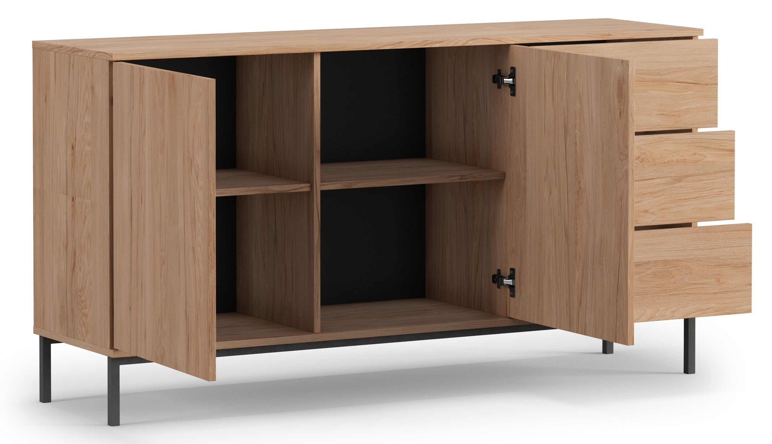Komoda dwudrzwiowa Perila 150 cm z szufladami hikora