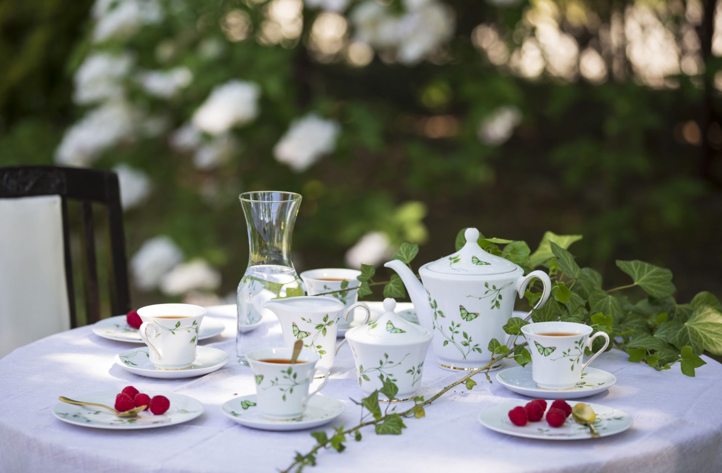 Cukiernica porcelanowa Margaret 350 ml biało-zielona