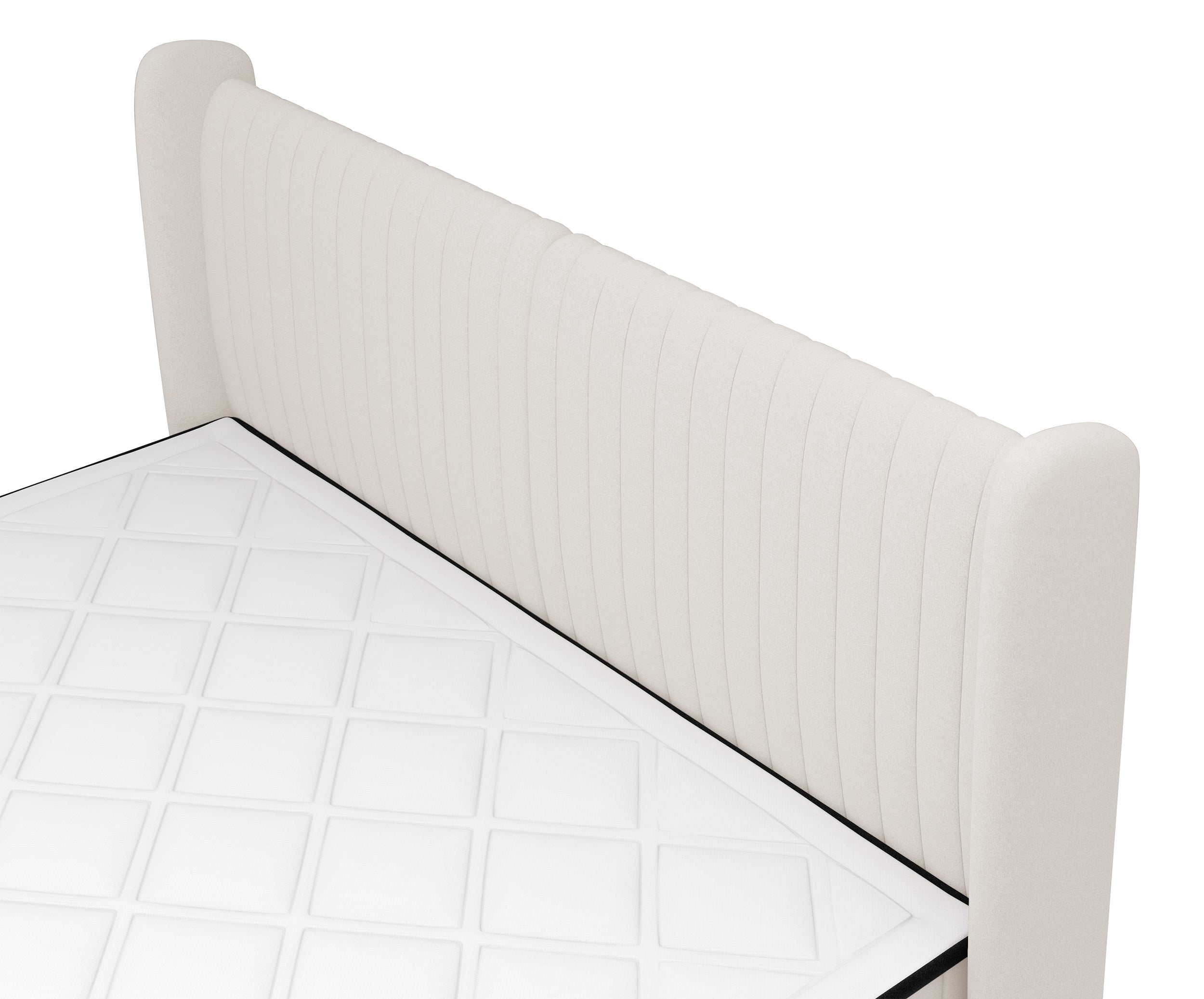 Łóżko kontynentalne 160x200 cm Daliano z pojemnikiem kremowy welur