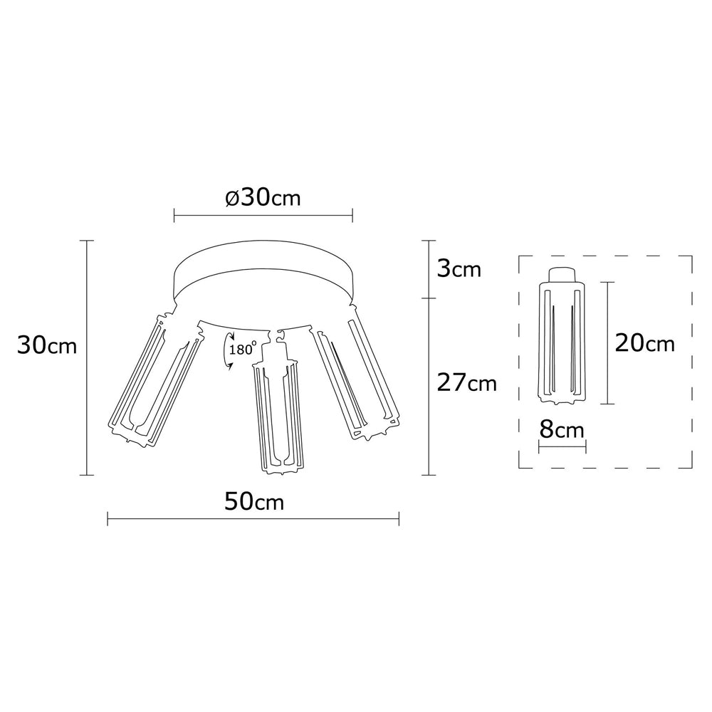 Lampa sufitowa Naomet x3 na okrągłej podsufitce czarna