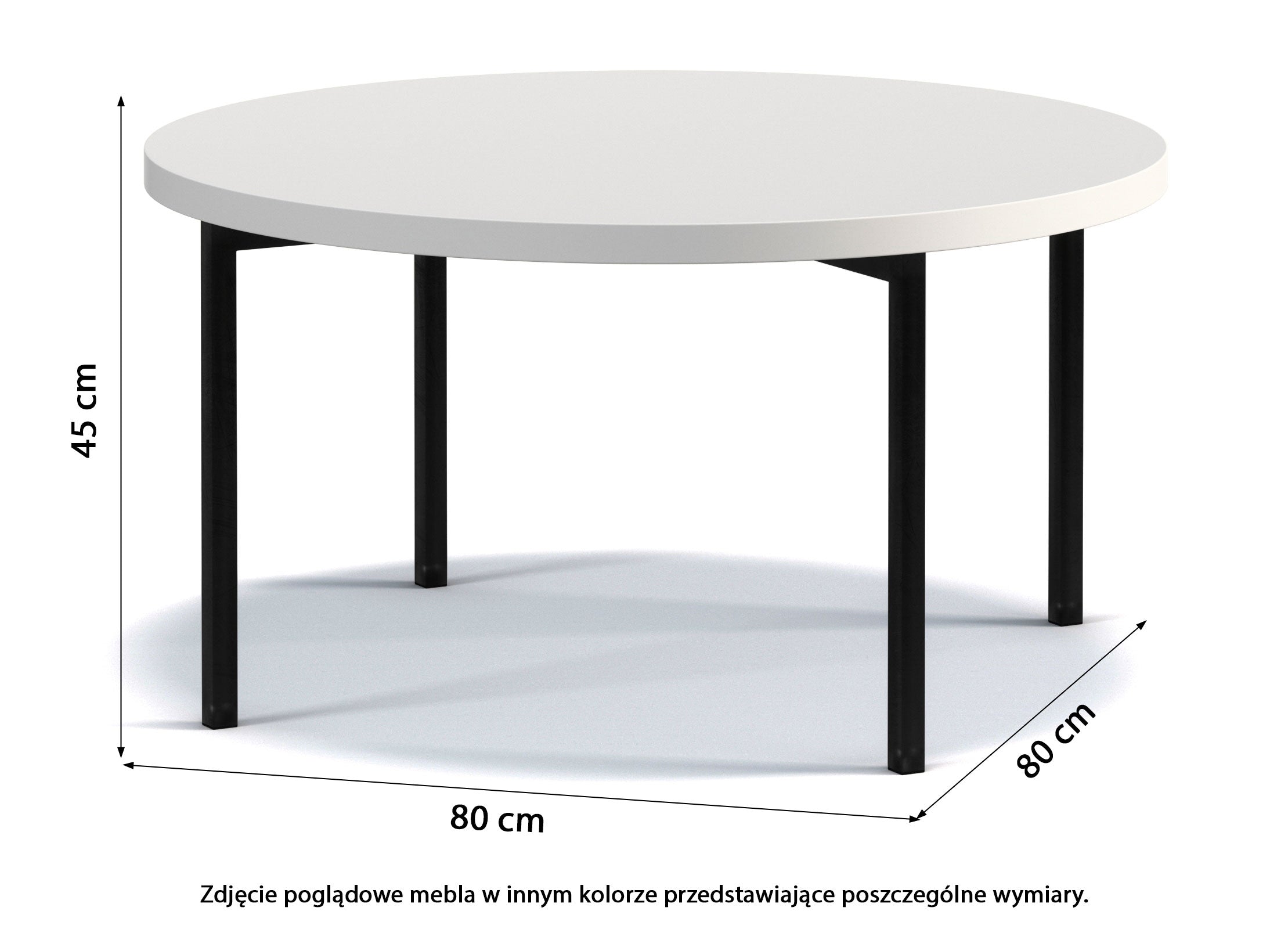 Stolik kawowy Kortala okrągły 80 cm czarny mat