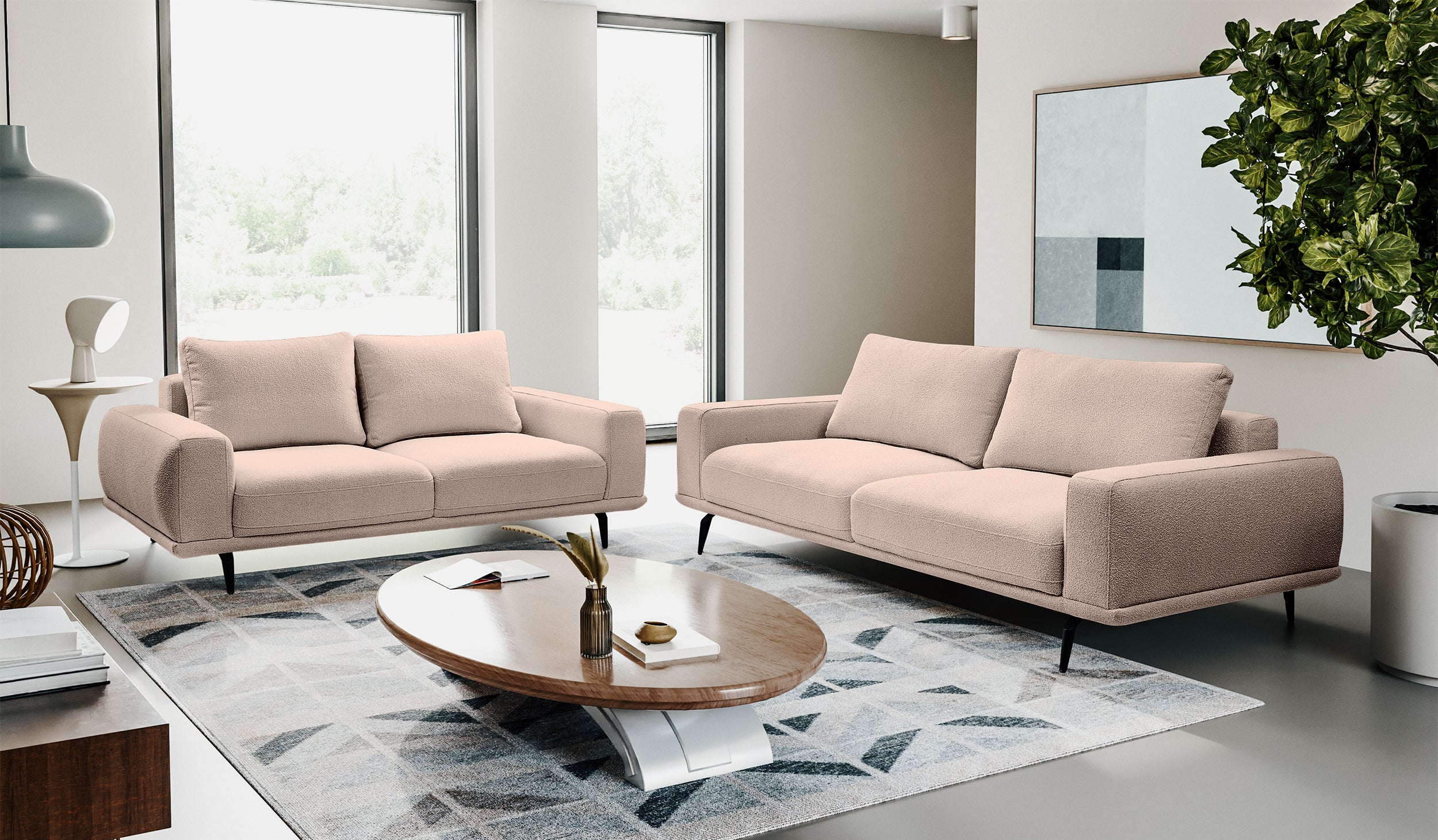 Sofa dwuosobowa Selline ciemnobeżowa boucle