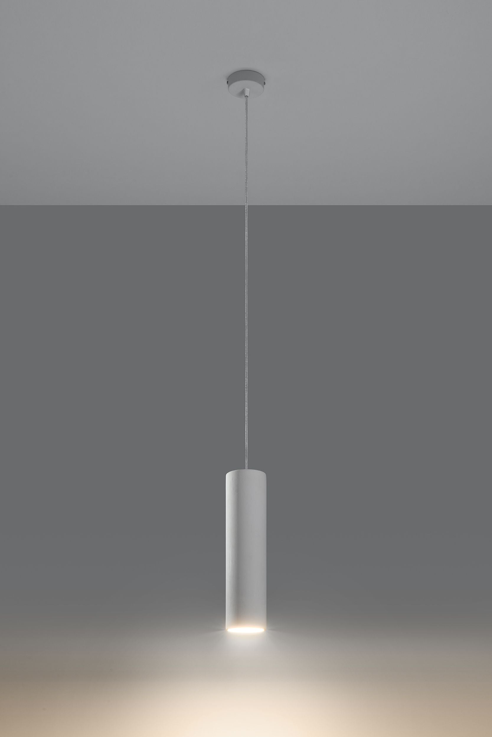 Lampa wisząca Siegg z ceramiki cylindryczna średnica 7,5 cm biała