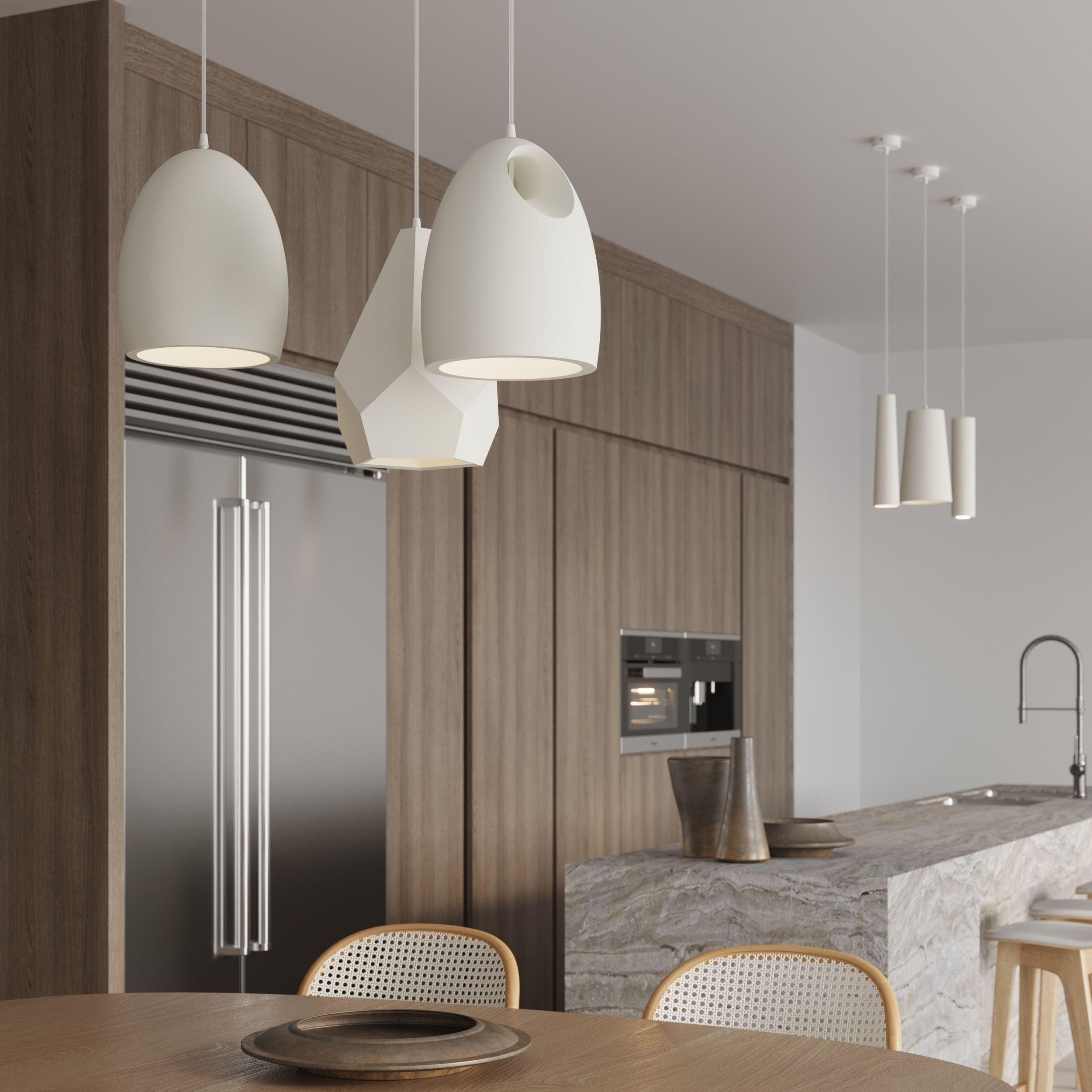 Lampa wisząca Siegg z ceramiki stożkowa średnica 7,5 cm biała