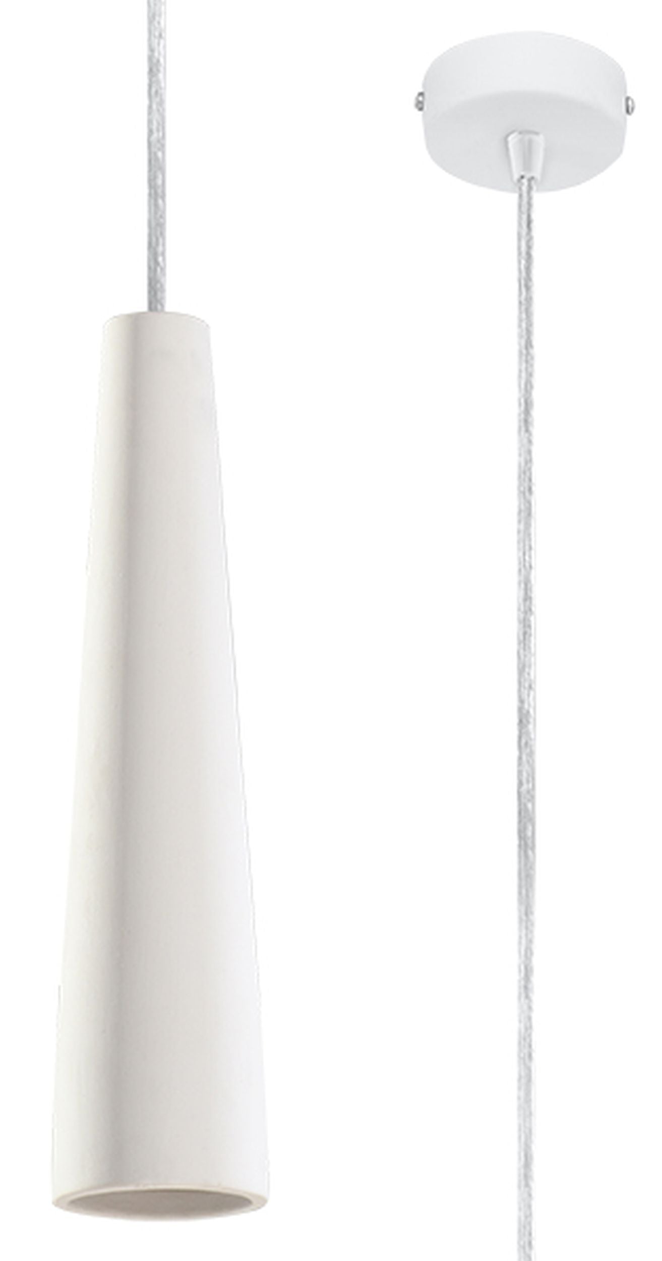 Lampa wisząca Siegg z ceramiki stożkowa średnica 7,5 cm biała