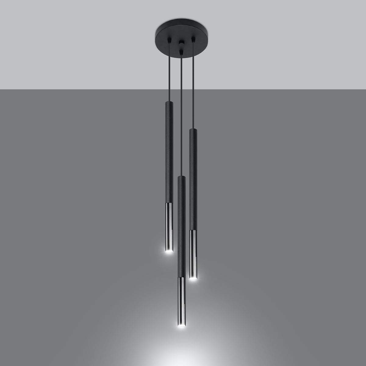 Lampa wisząca Mozaica 3P czarny/chrom