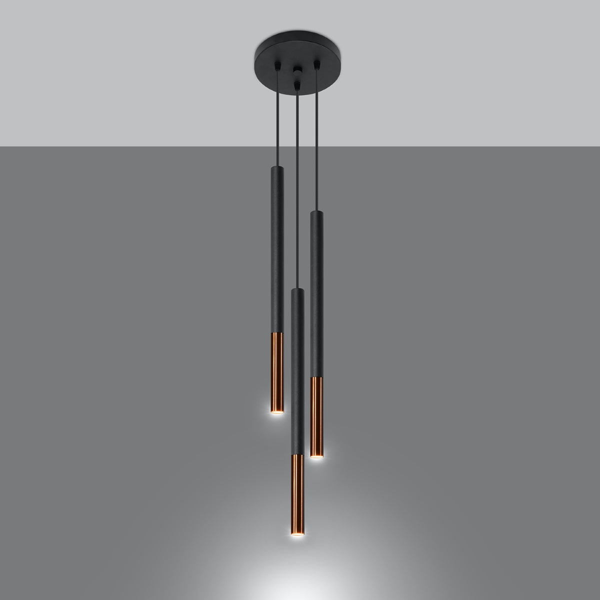 Lampa wisząca Mozaica 3P czarny/miedź
