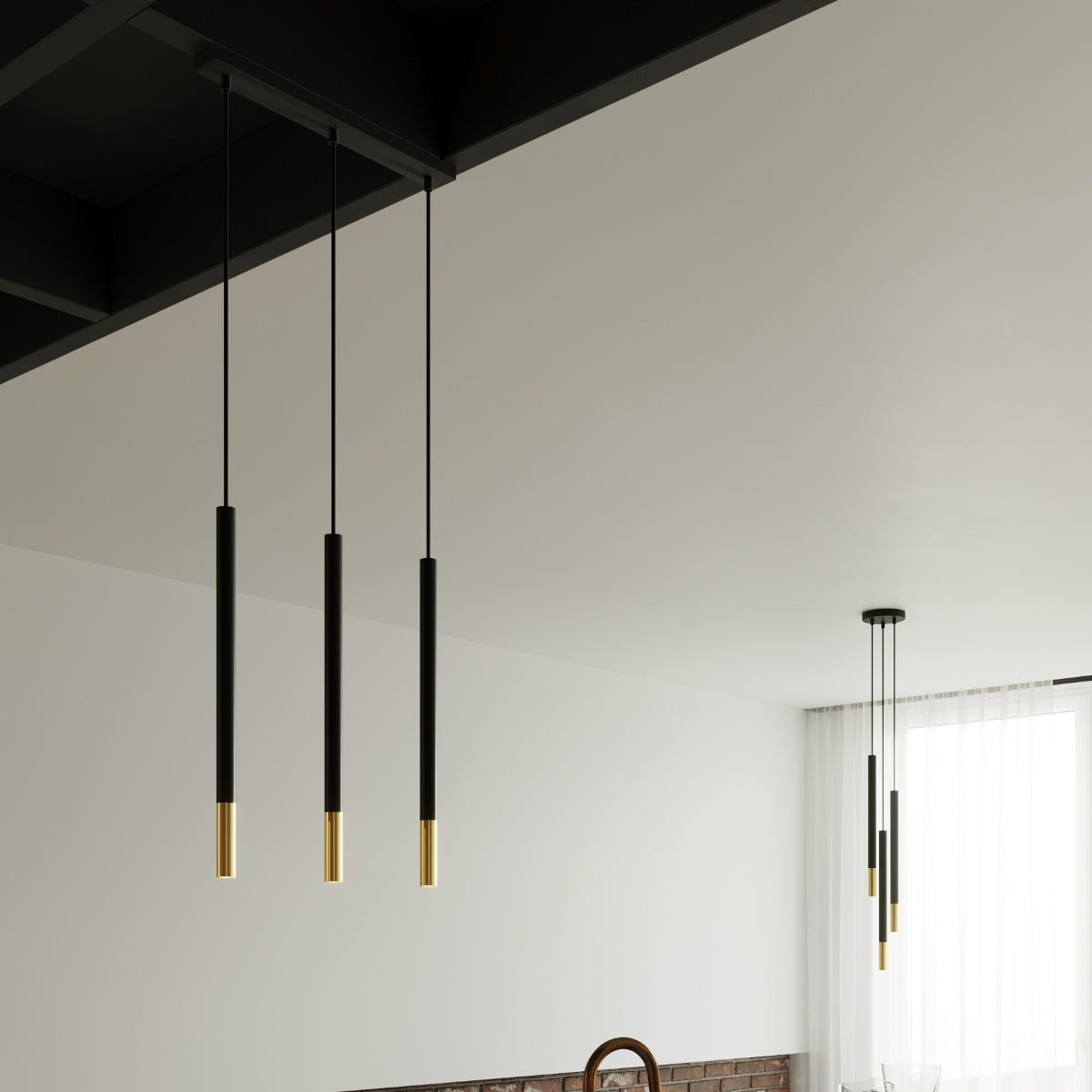 Lampa wisząca Mozaica 3L czarny/złoto