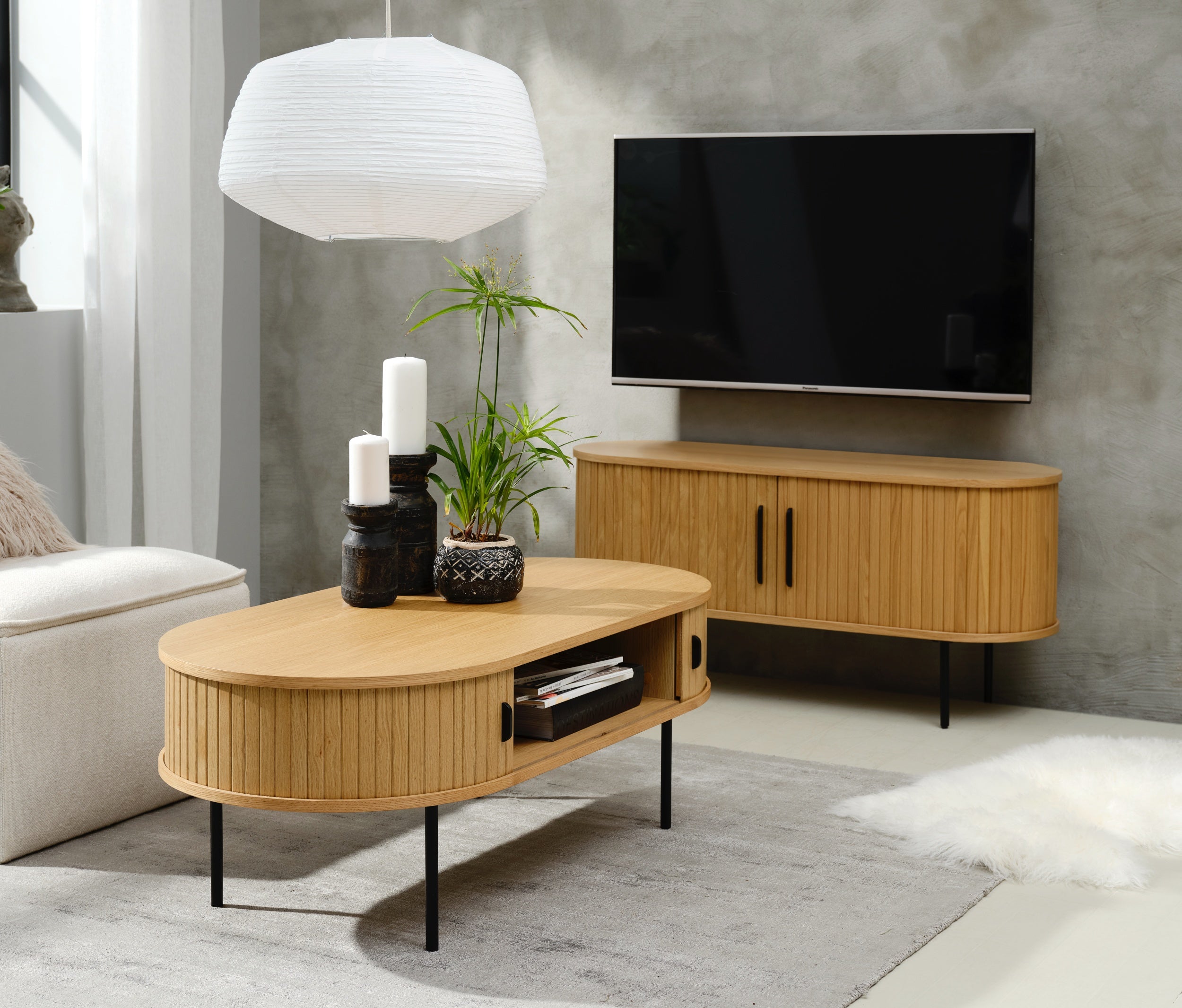 Ława drewniana Gativel 120x60 cm lamele dąb naturalny