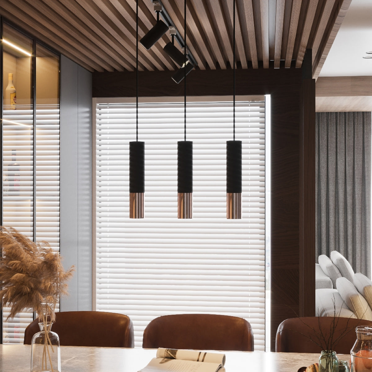 Lampa wisząca Loopez 3L czarny/miedź