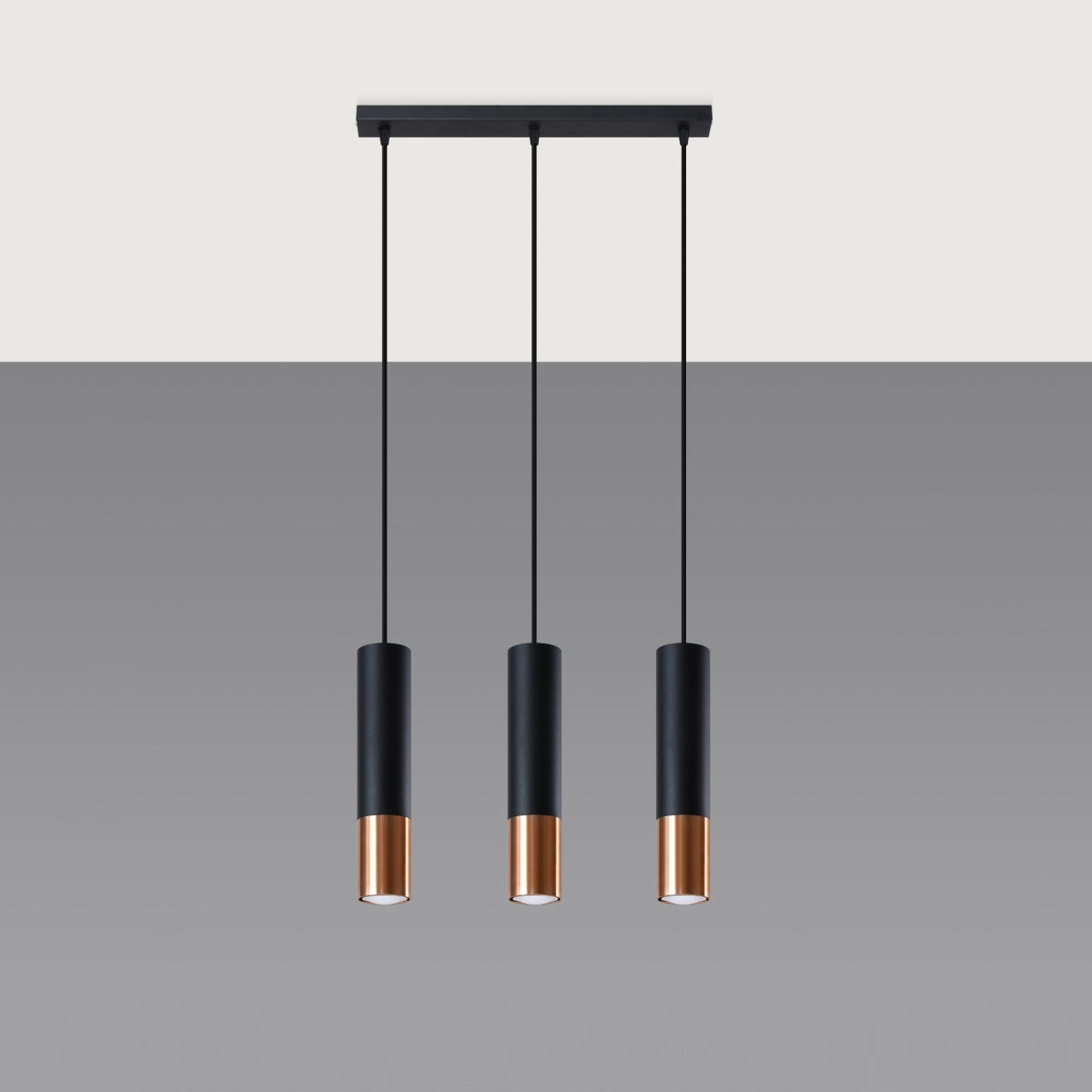 Lampa wisząca Loopez 3L czarny/miedź