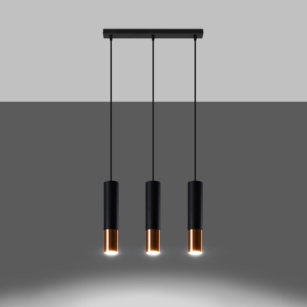 Lampa wisząca Loopez 3L czarny/miedź
