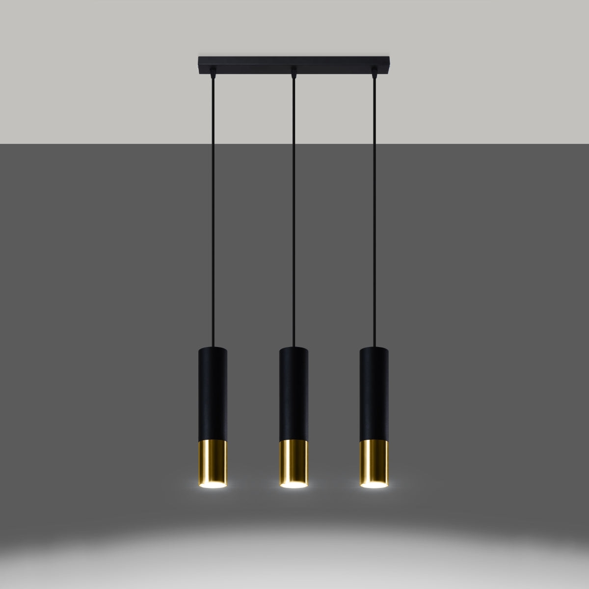 Lampa wisząca Loopez 3L czarny/złoty