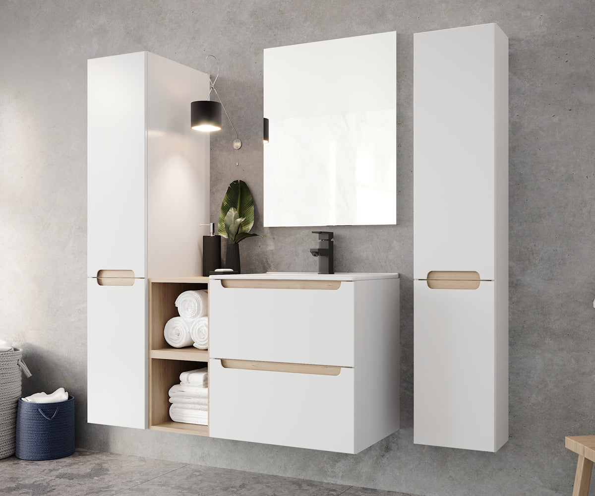 Szafka pod umywalkę Saeli wisząca z dwiema szufladami 80x45 cm