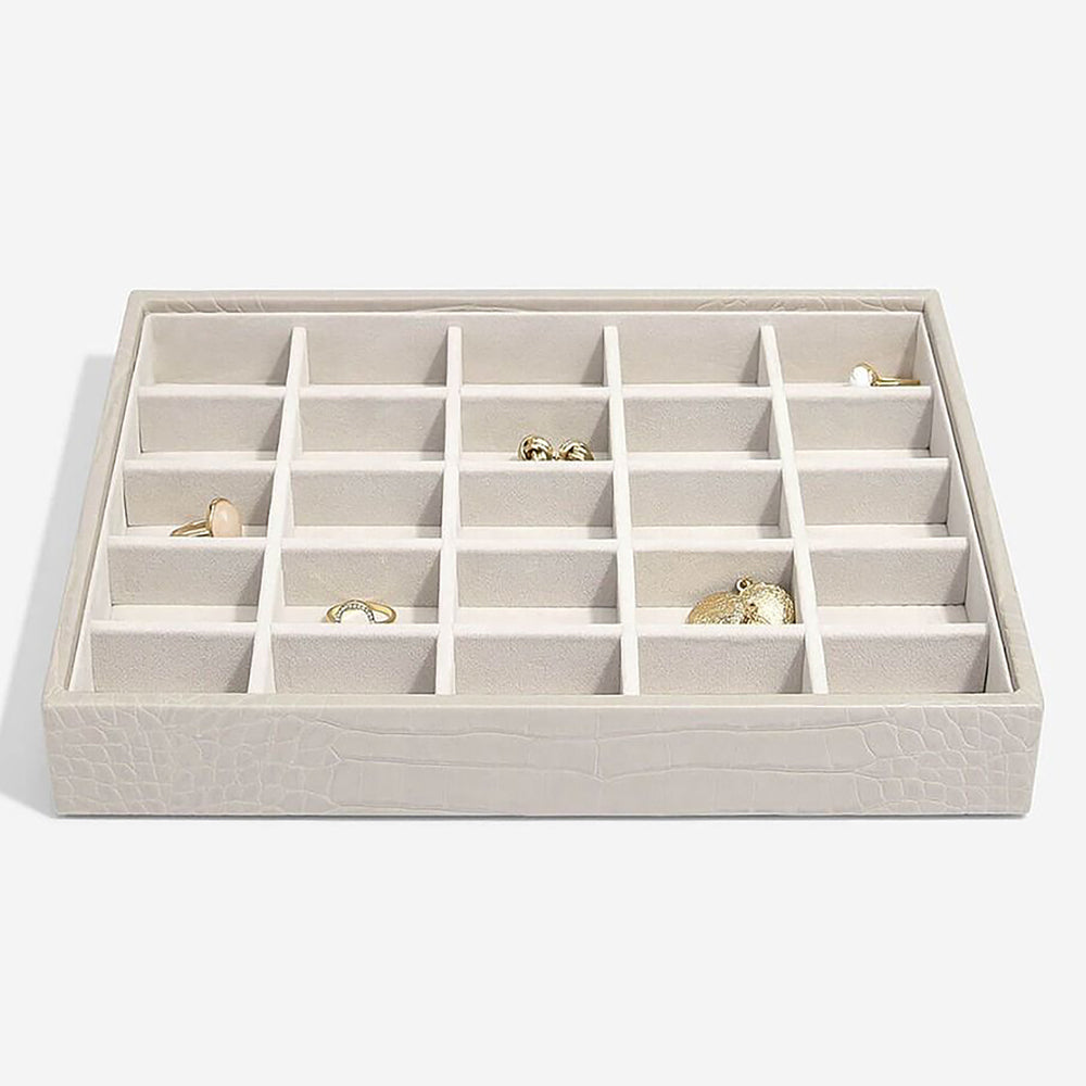 Szkatułka na biżuterię Classic jewellery Box beżowa z wytłaczanym wzorem