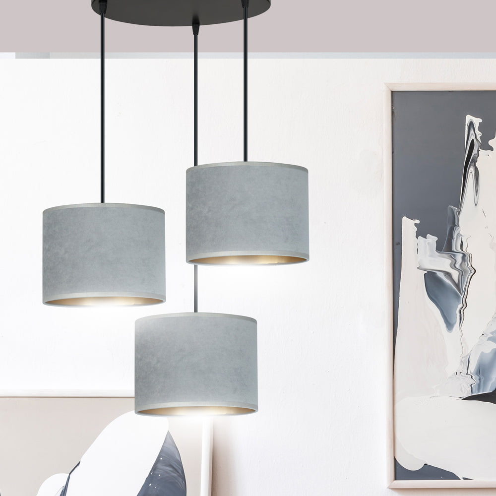 Lampa wisząca Hellid x3 asymetryczna średnica 50 cm szara