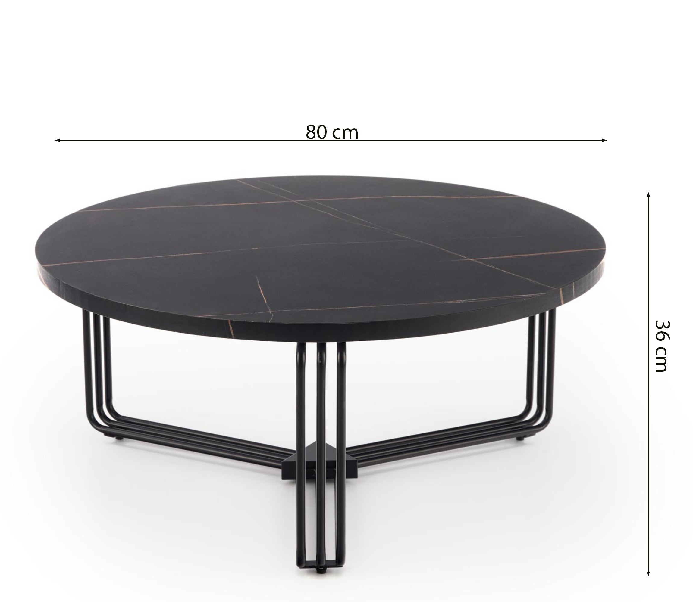 Stolik kawowy Densure okrągły średnica 80 cm czarny marmur