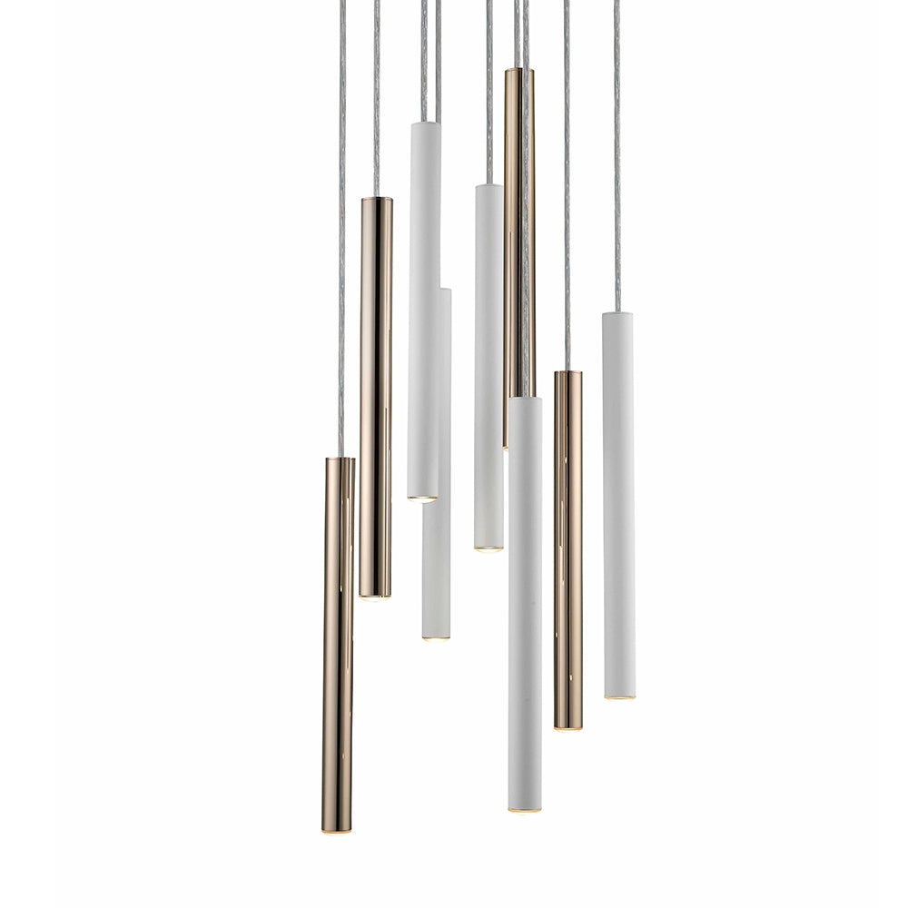 Lampa wisząca Erazm kaskada x9 biało-złota