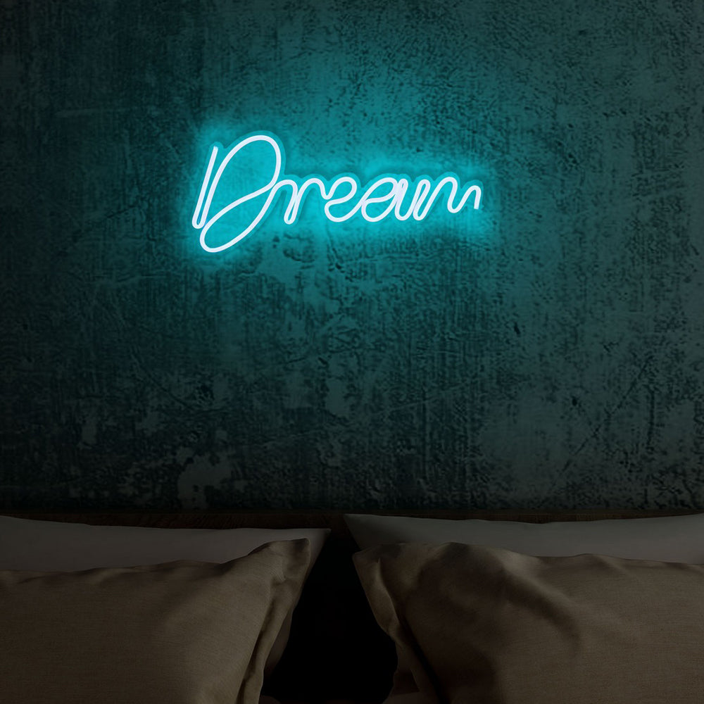 Neon na ścianę Letely z napisem Dream niebieski