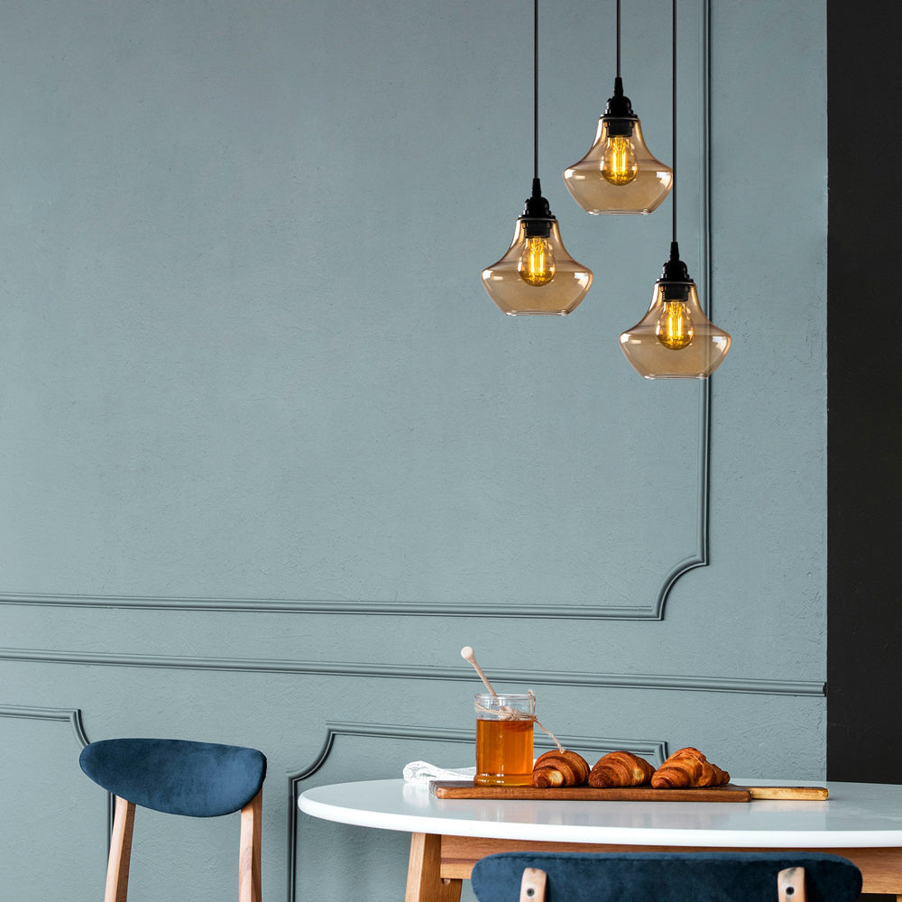 Lampa sufitowa Cheeny x3 na okrągłej podsufitce dzwon średnica 15 cm czarna