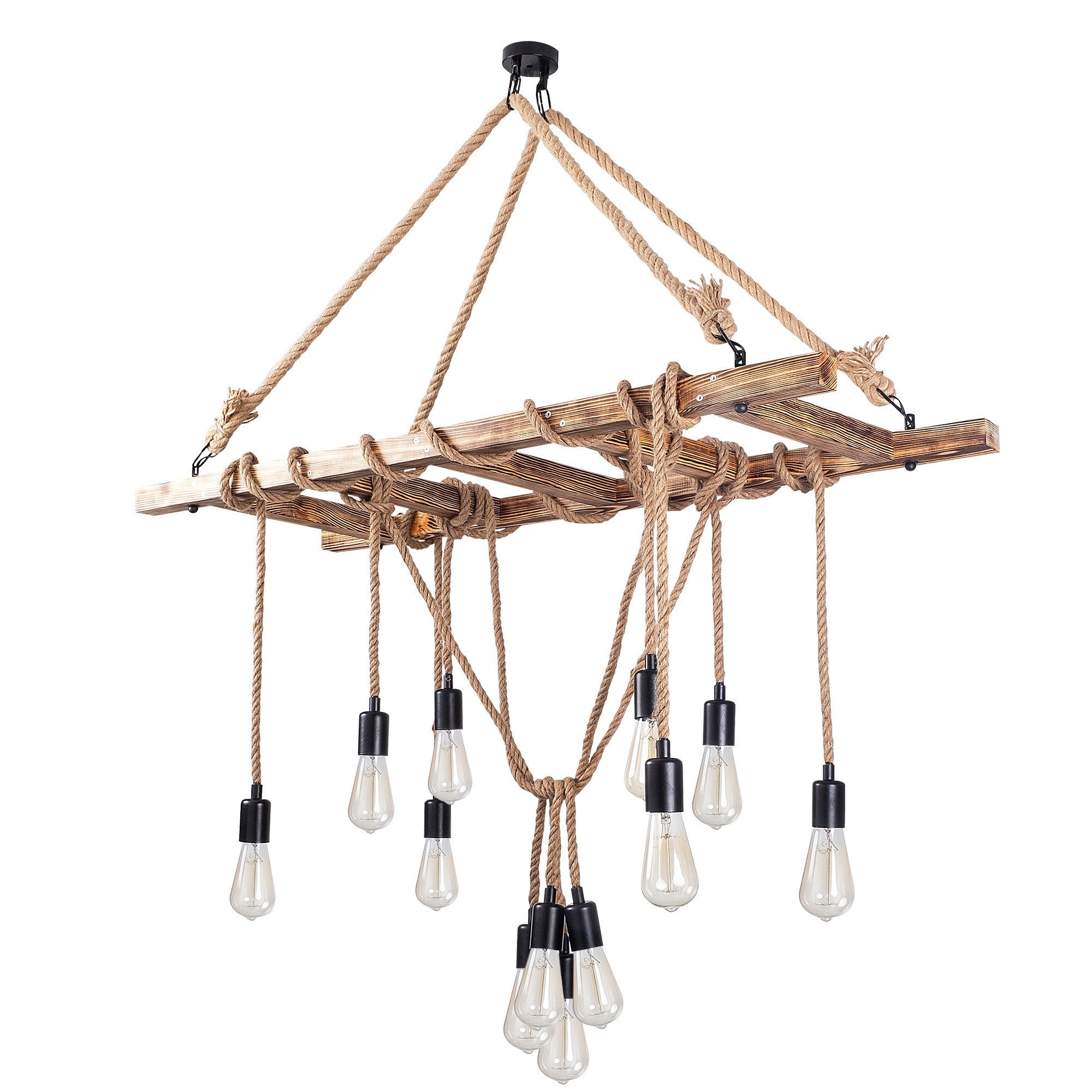 Lampa wisząca Symmett x12 drewniana