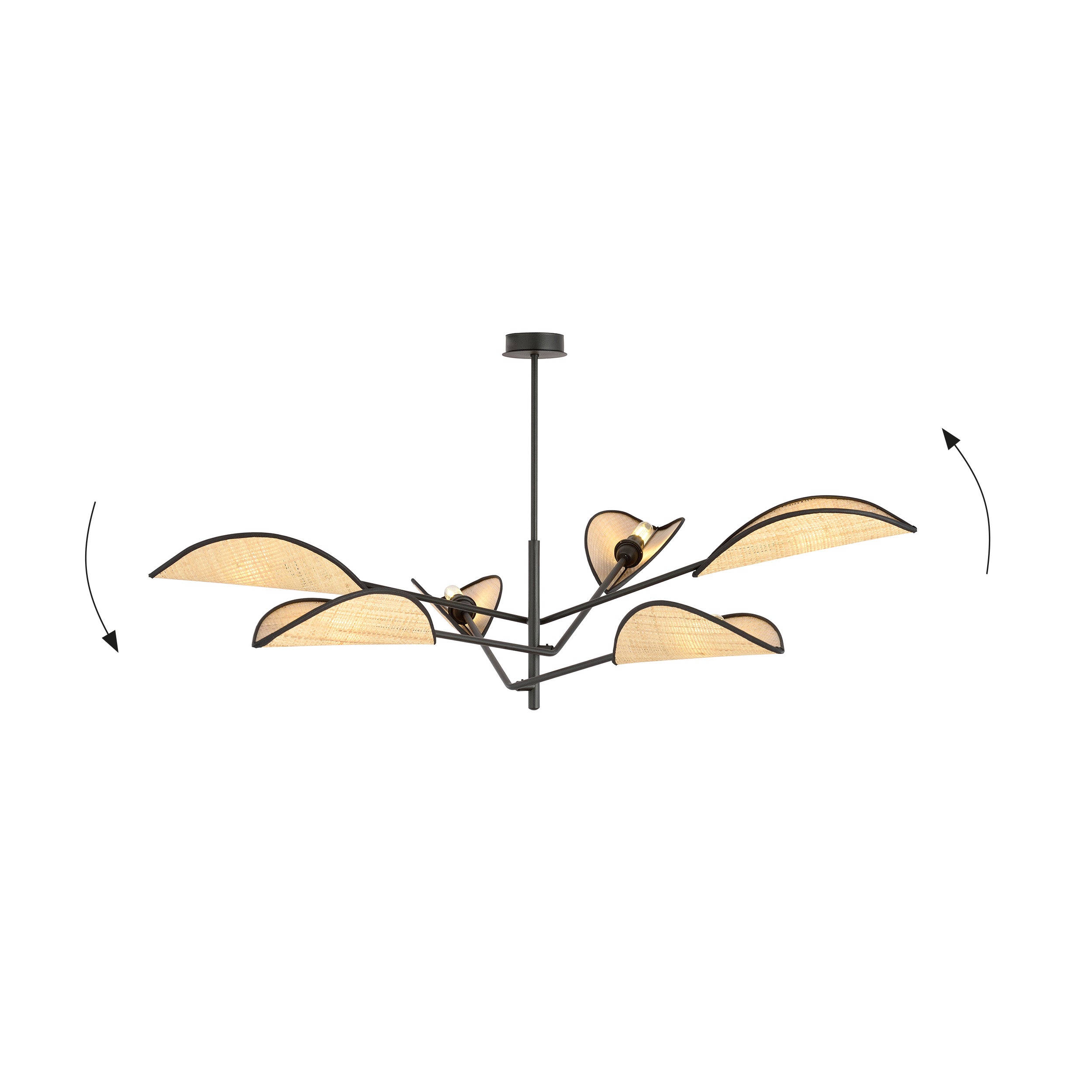 Lampa sufitowa Shintor x6 czarno-rattanowa