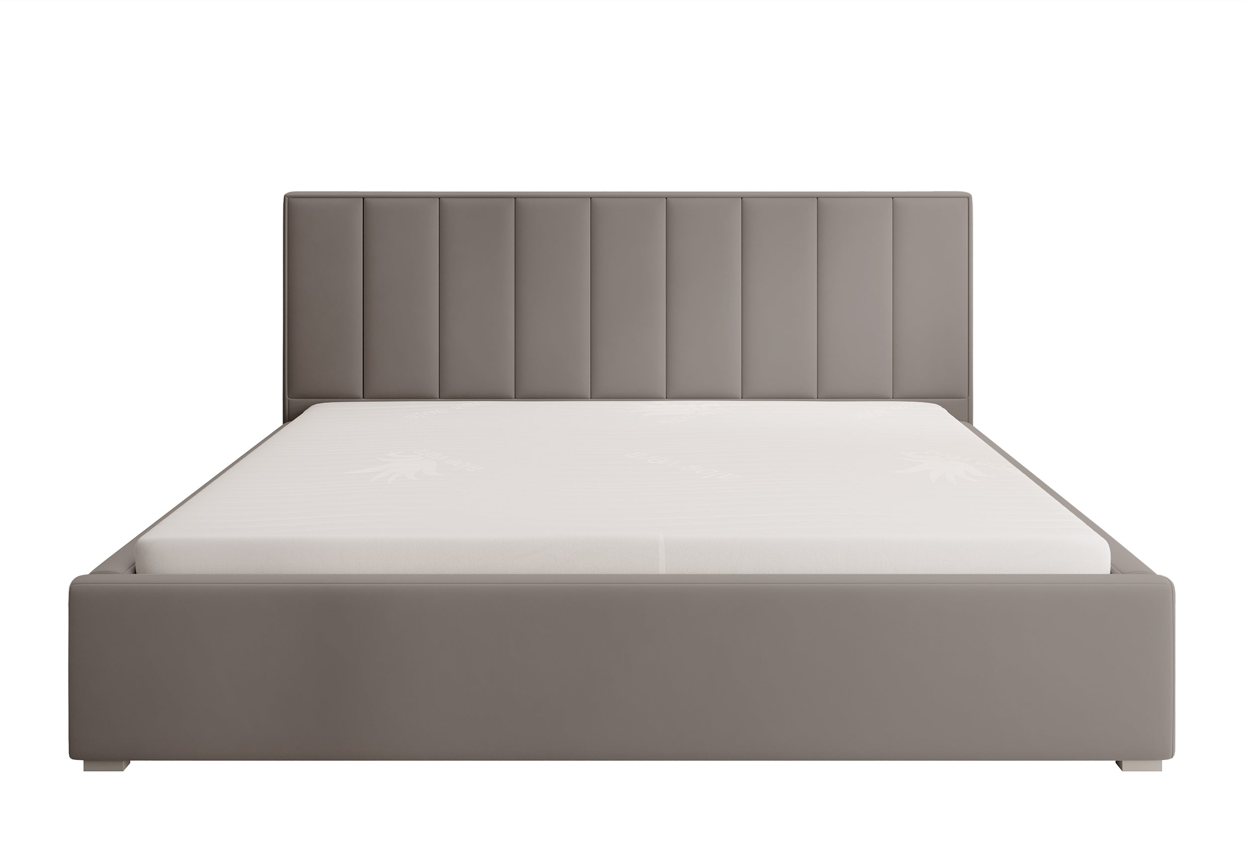 Łóżko tapicerowane 200x200 cm Rinus beżowe w tkaninie hydrofobowej