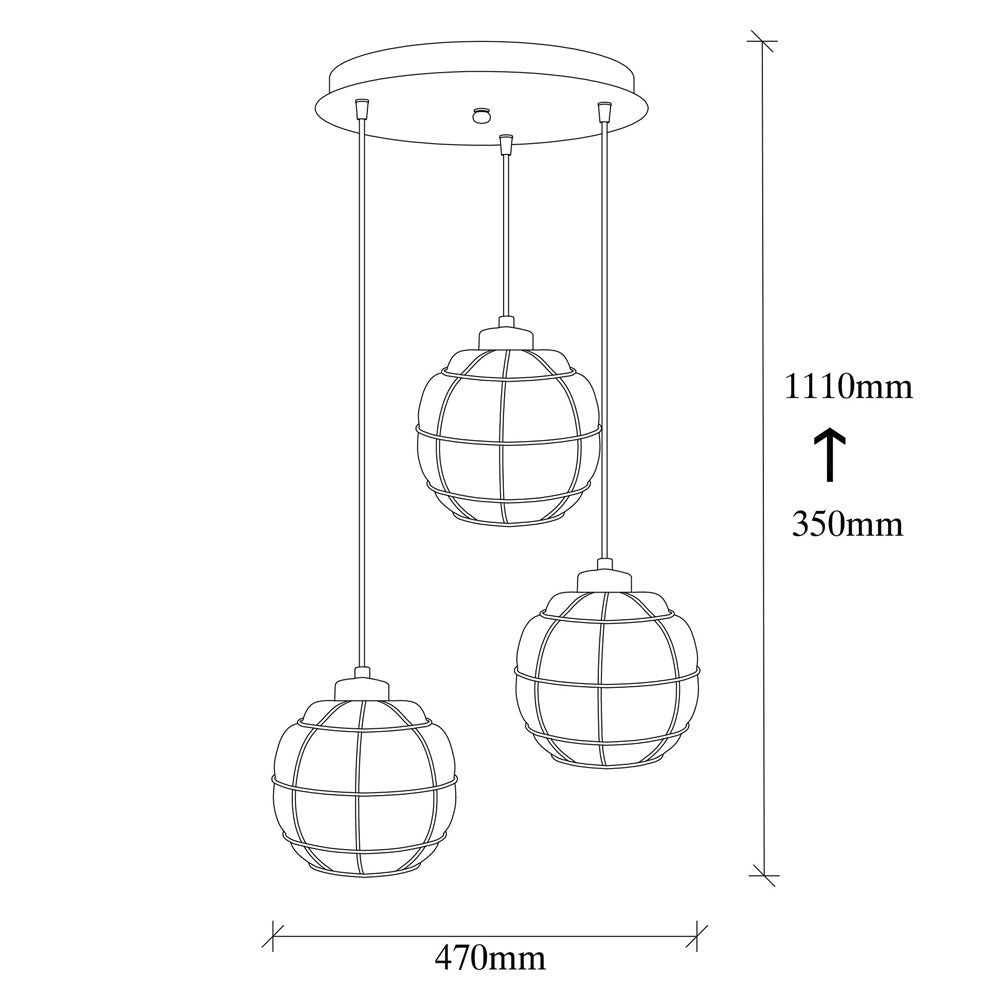 Lampa sufitowa Coradime x3 szklana na okrągłej podsufitce miedziana