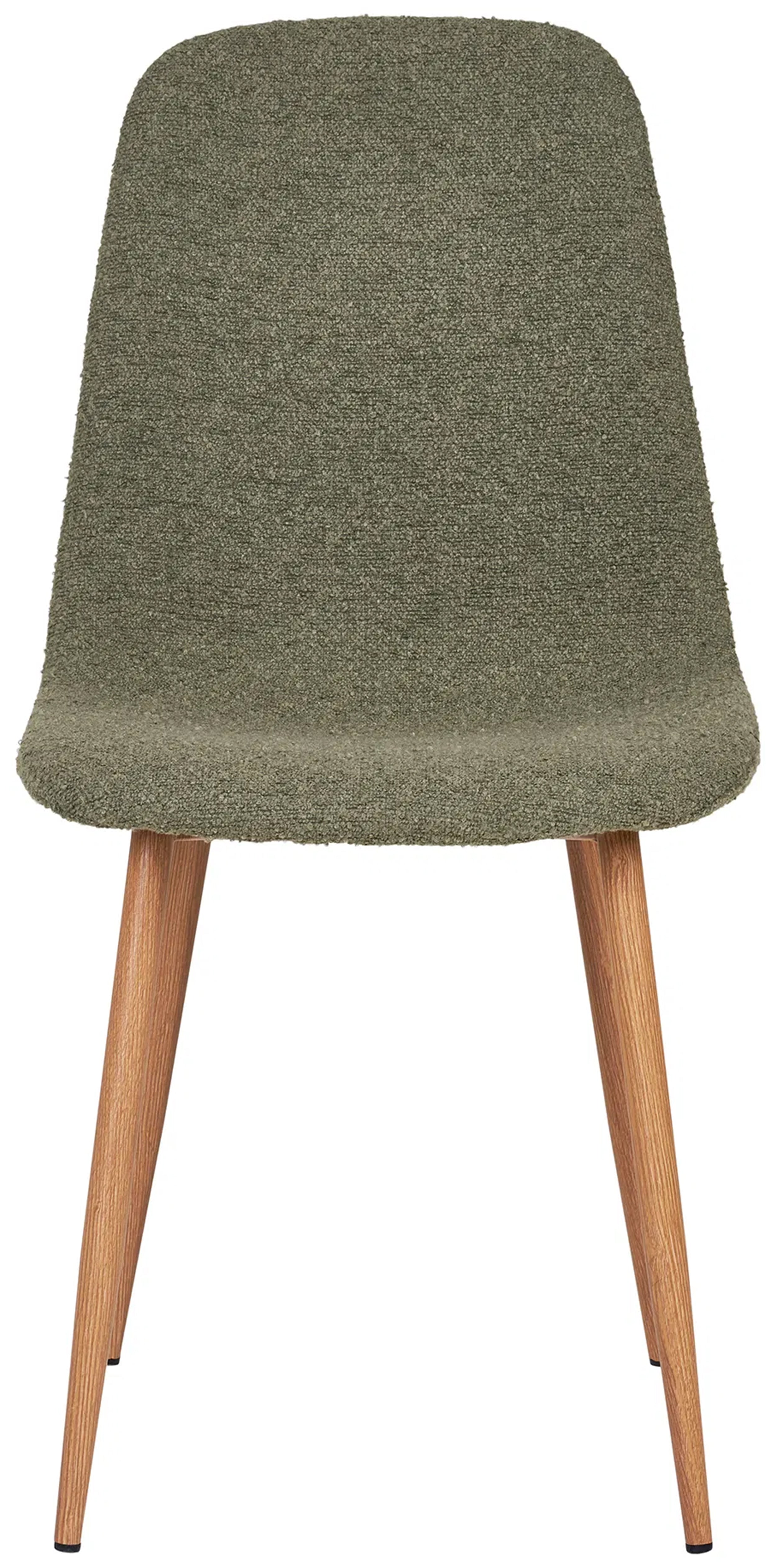 Krzesło tapicerowane Iger w tkaninie boucle zielone