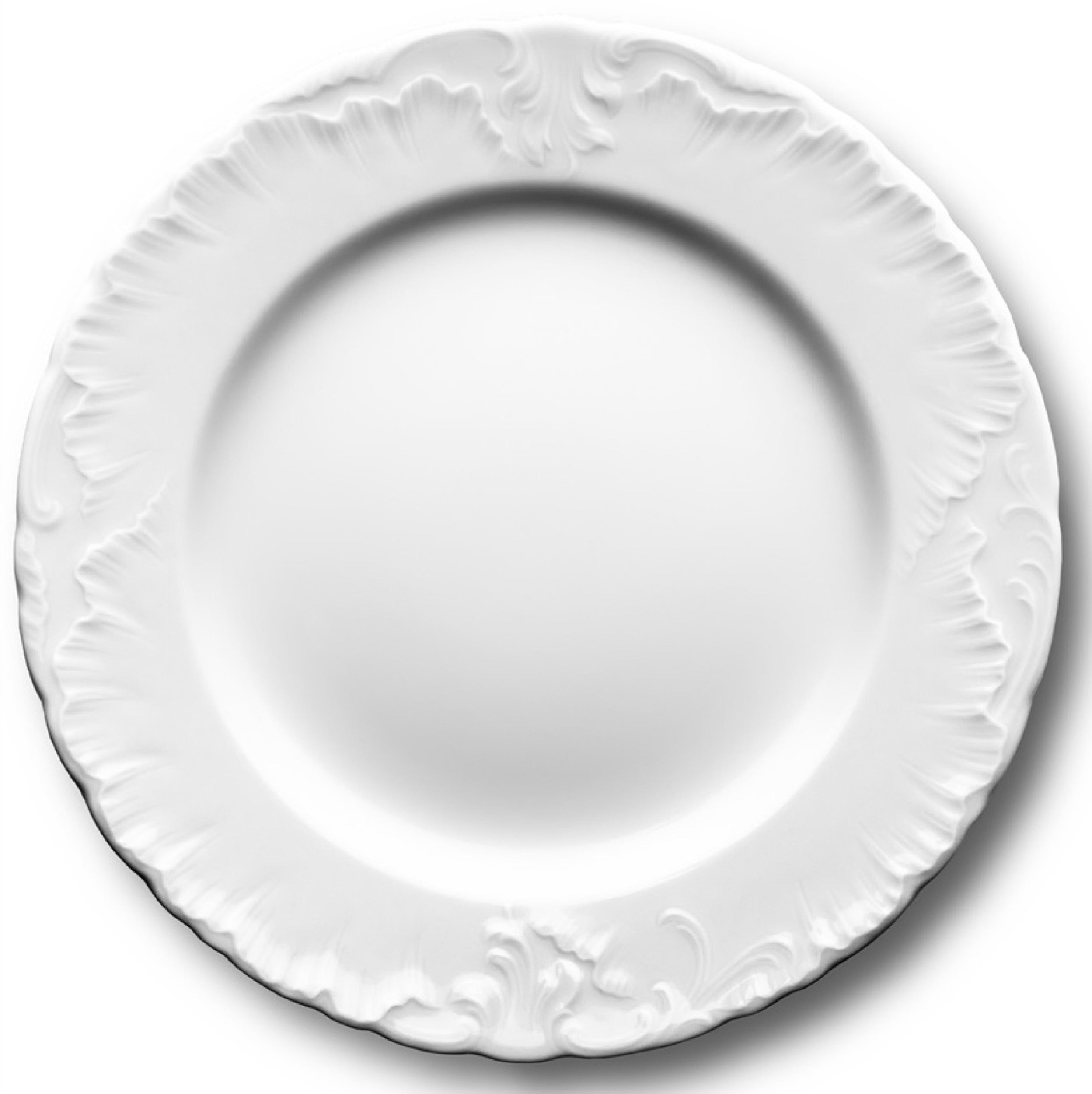 Zestaw talerzy porcelanowych dla 6 os. Rococo biały