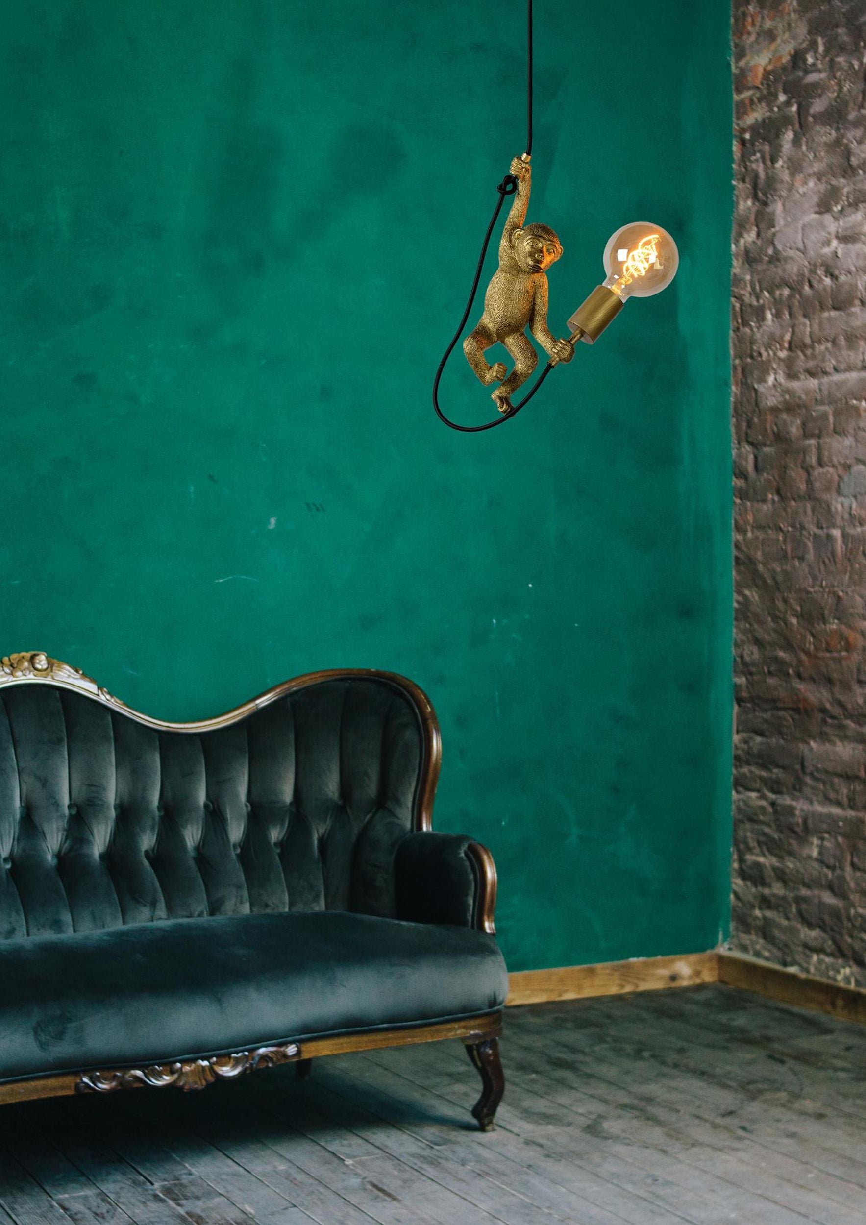 Lampa wisząca Chimp małpka złota