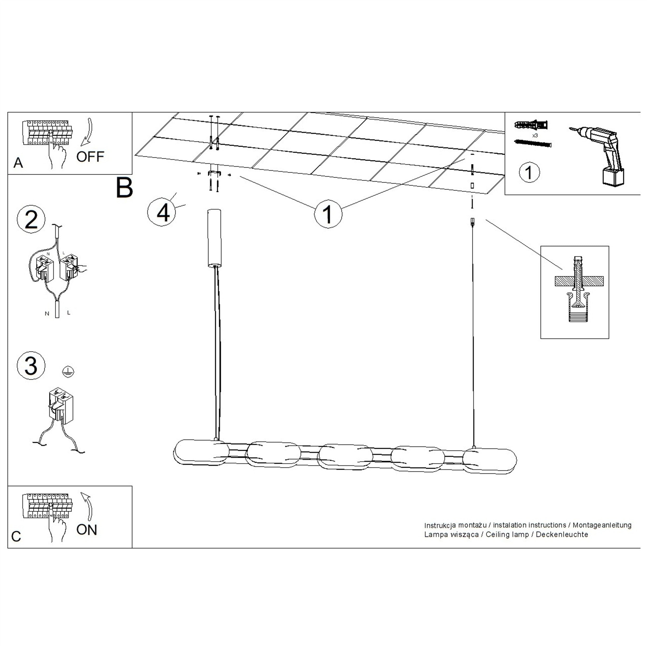Lampa wisząca Chain 158 cm LED mocca
