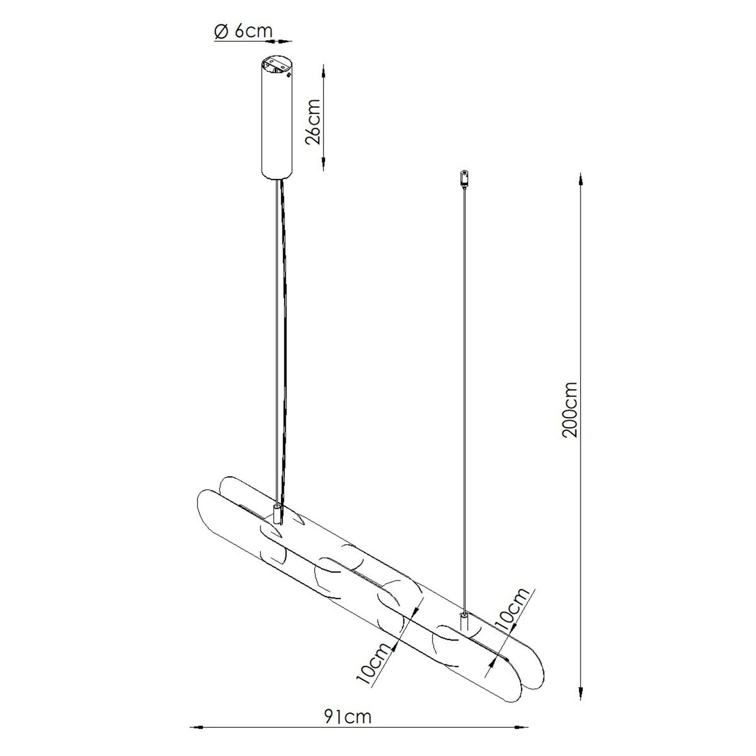 Lampa wisząca Chain 158 cm LED zielona oliwka