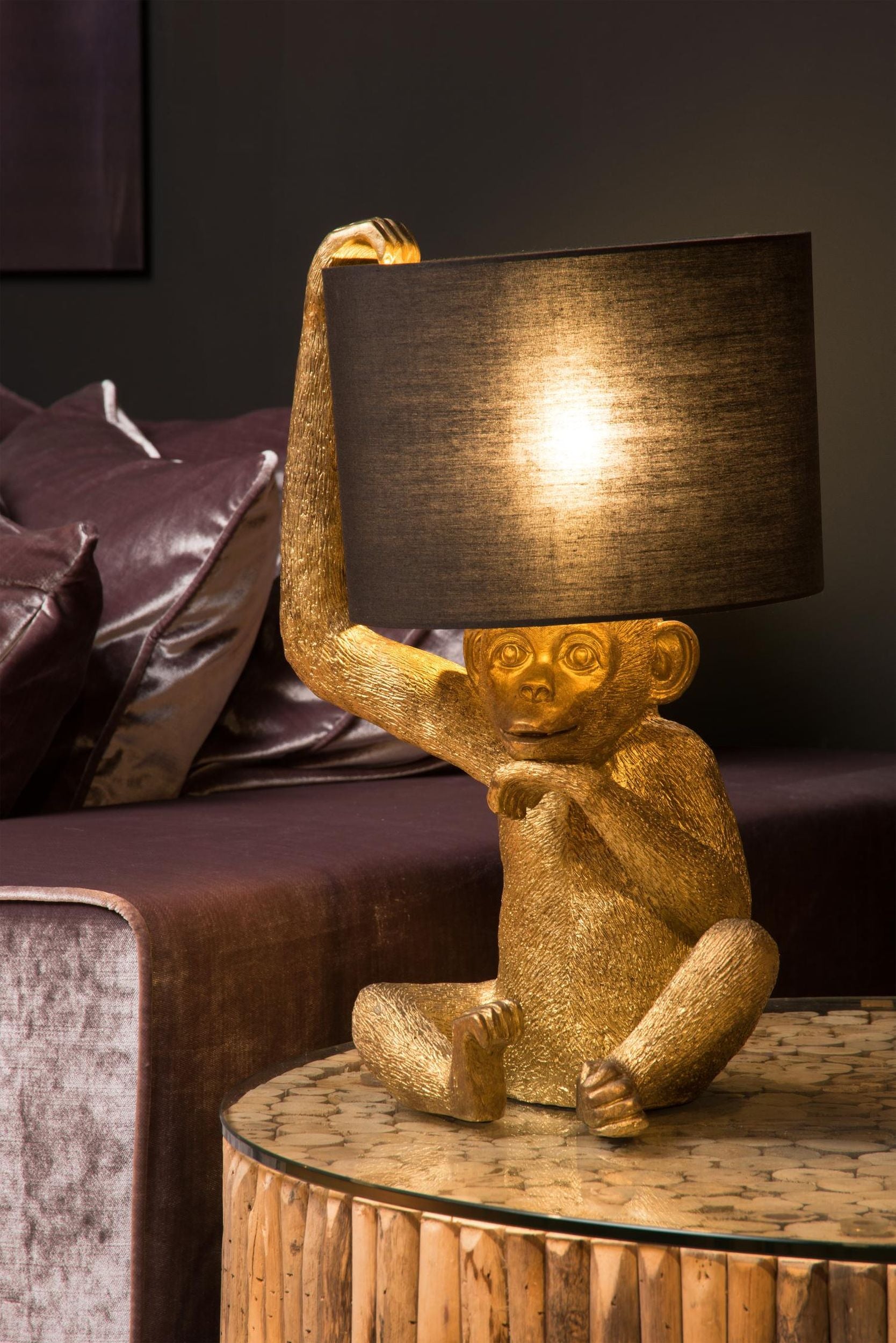 Lampa stołowa Chimp małpka złota