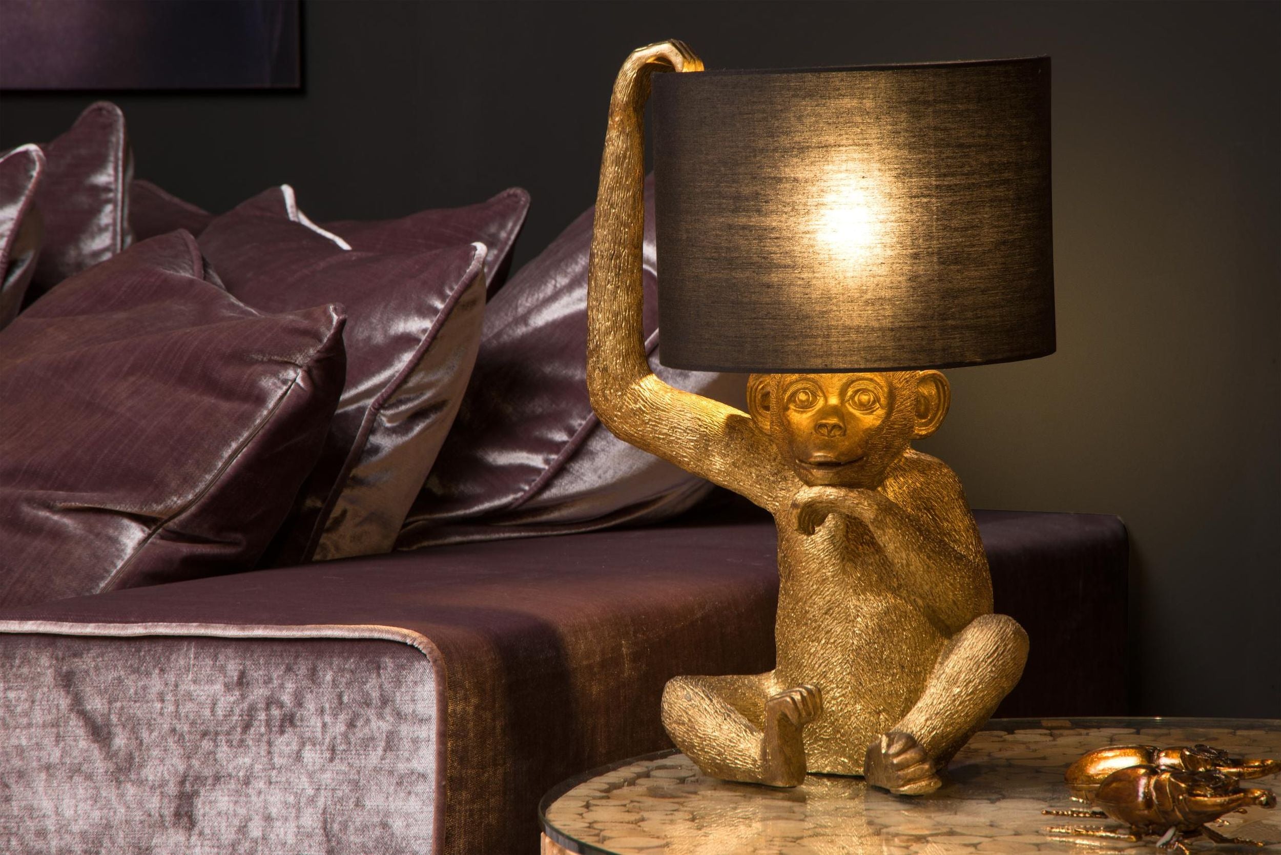 Lampa stołowa Chimp małpka złota