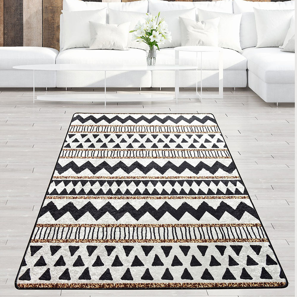 Dywan nowoczesny Rectanes 100x200 cm beżowo-czarny