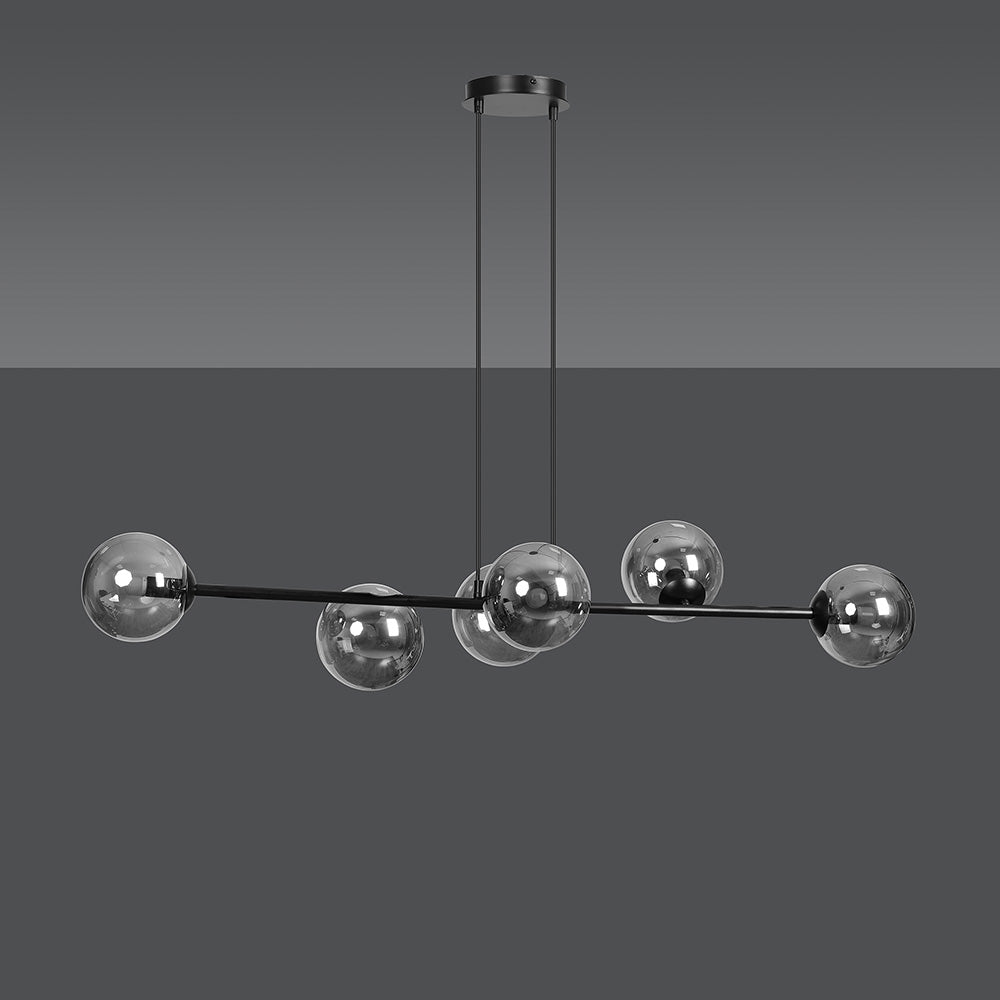 Lampa wisząca Sulmona czarna z grafitowymi kloszami x6