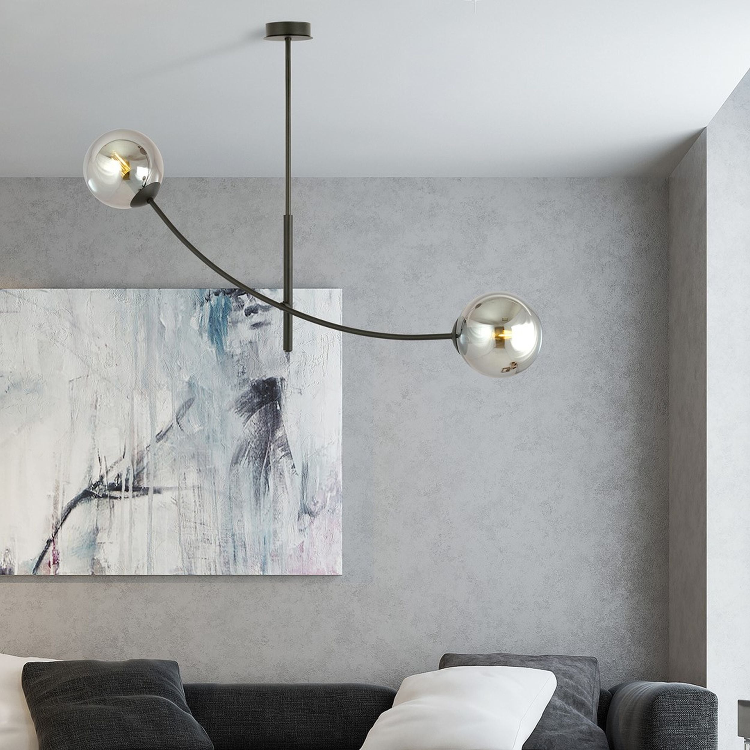 Lampa sufitowa Hunter czarna z grafitowymi kloszami x2