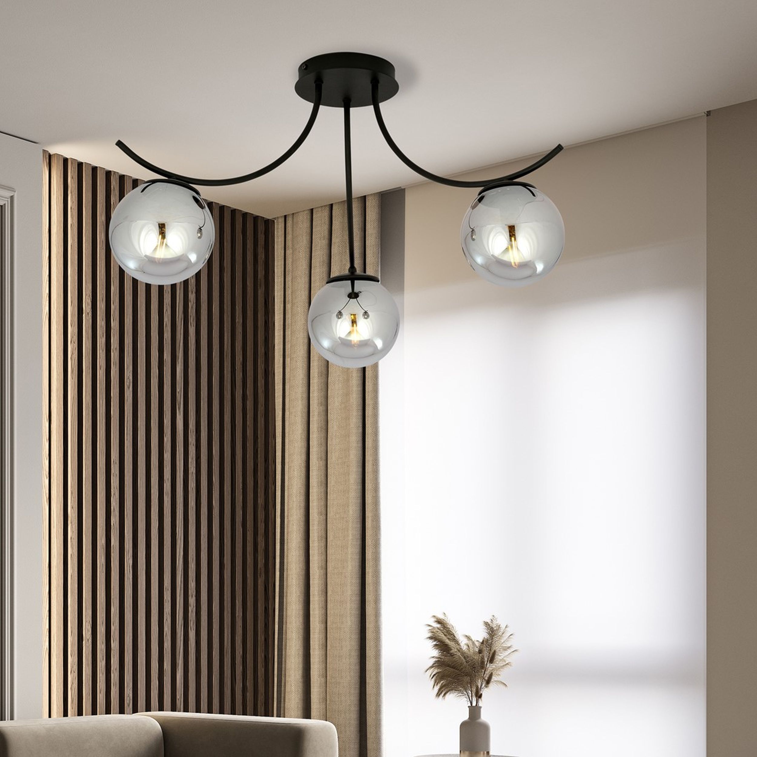 Lampa sufitowa Bassony czarna/grafitowa x3