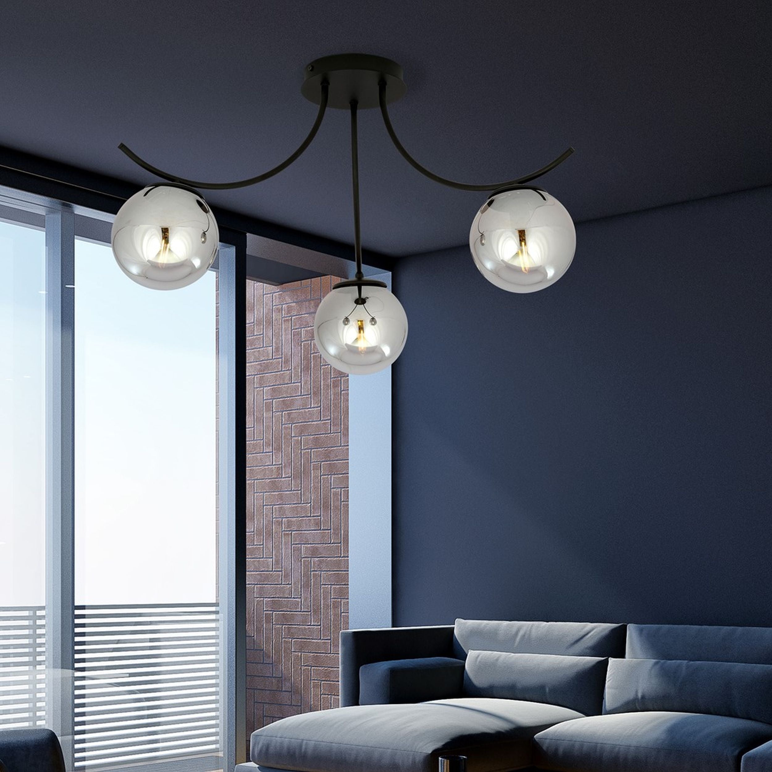 Lampa sufitowa Bassony czarna/grafitowa x3