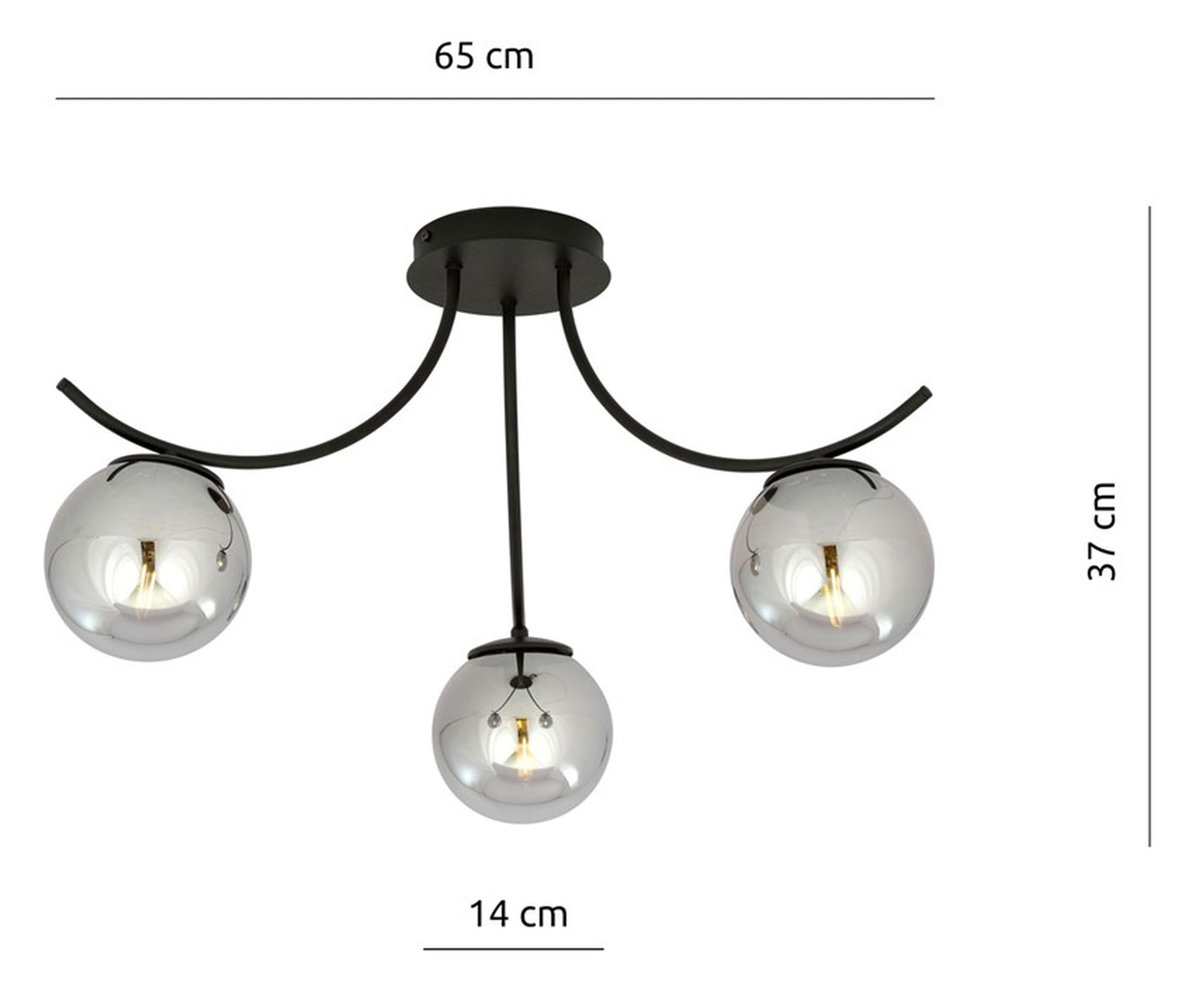 Lampa sufitowa Bassony czarna/grafitowa x3