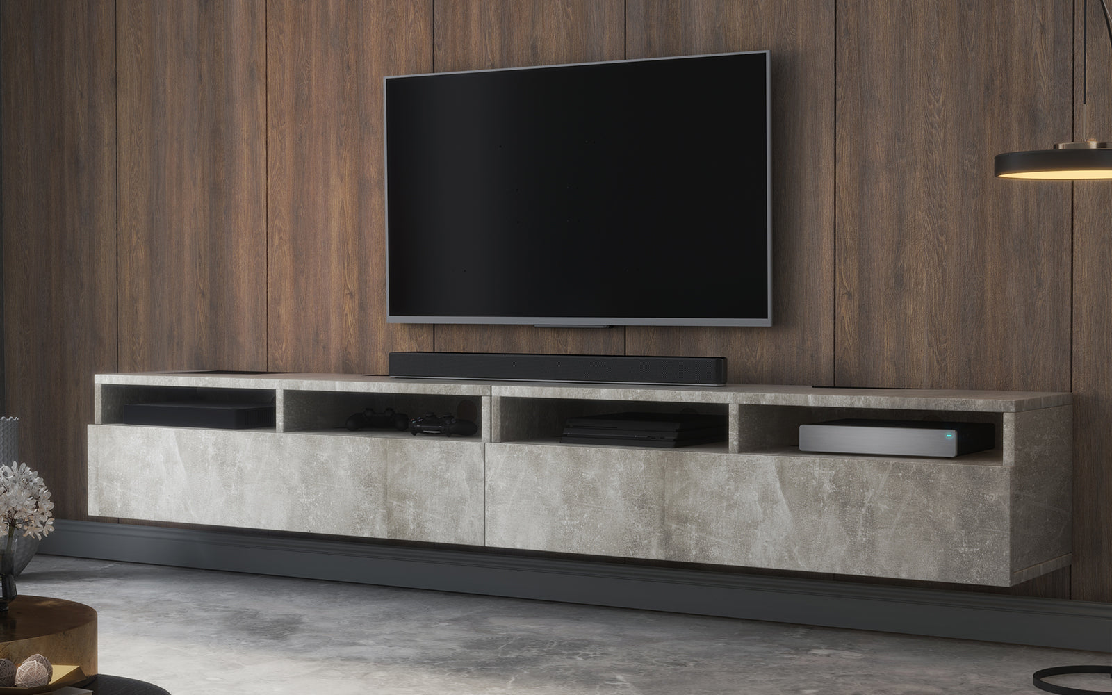 Szafka RTV z dwiema szufladami Rednaw 200 cm Beton