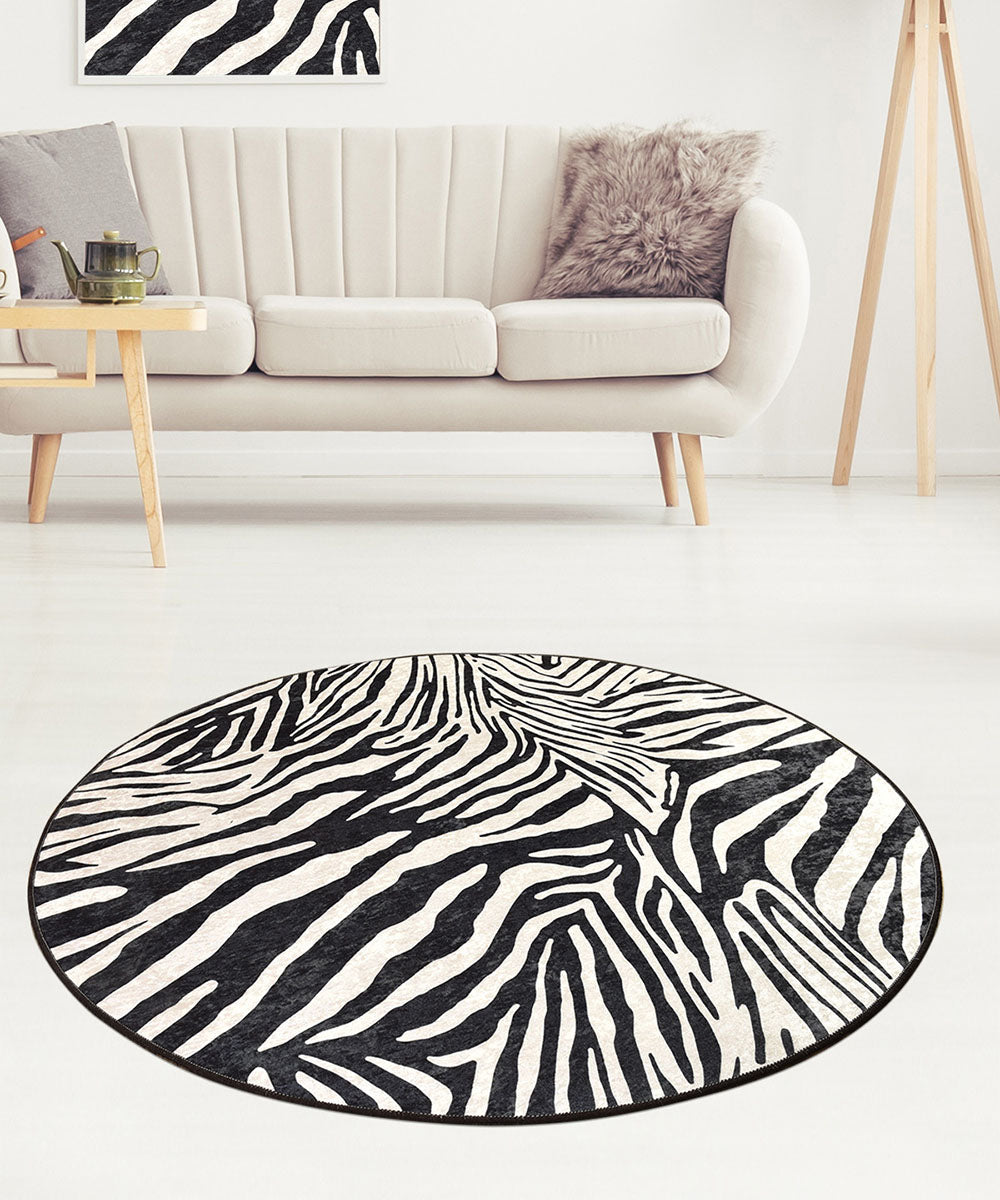 Dywan Smitzes ⌀140 cm biało-czarny